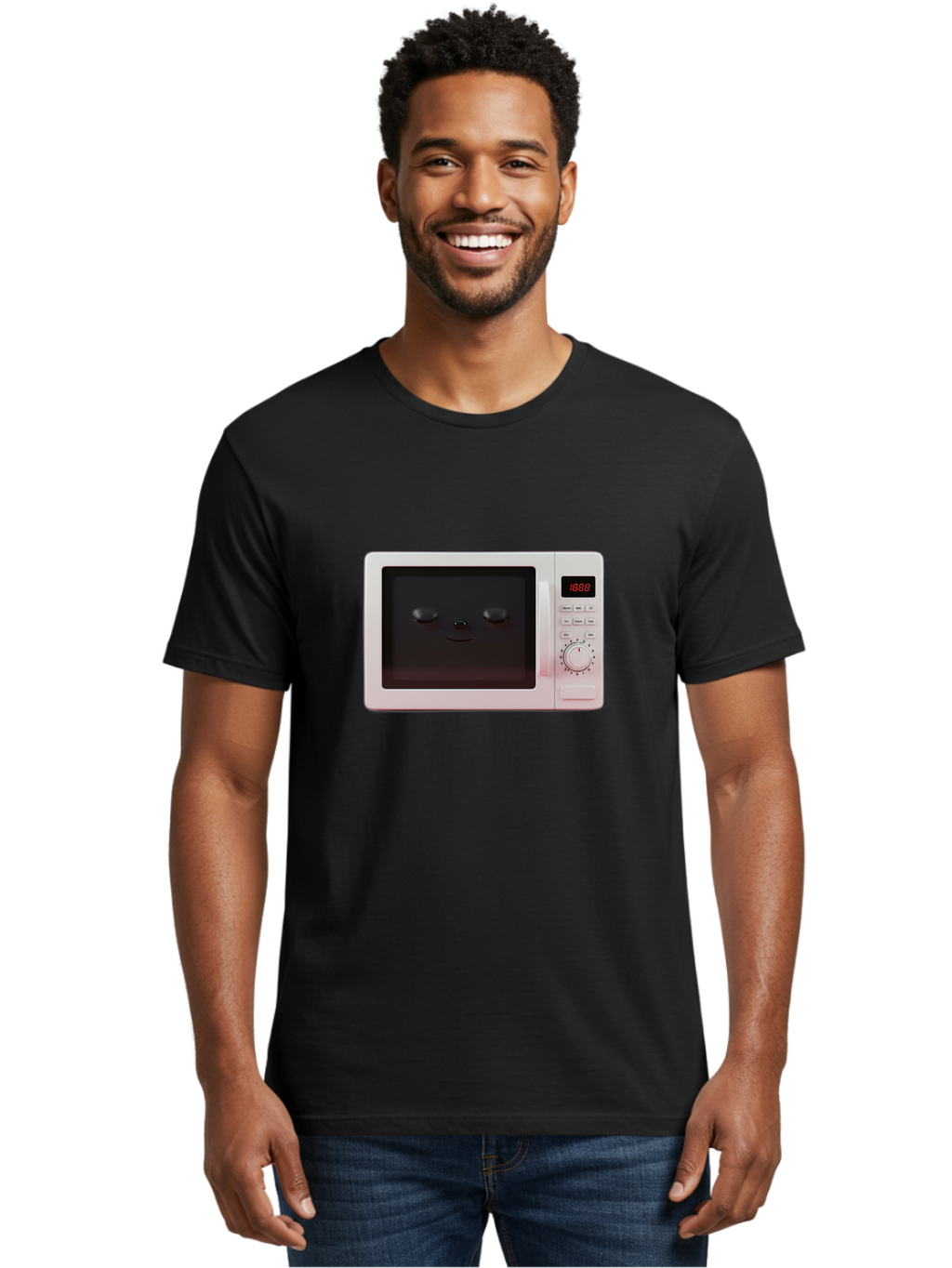 Smiling-Microwave Men'S Graphic Tee, 100% Cotton, Comfortable Casual Summer Wear, Machine Washable, Vintage Camera, Old Camera, Antique Camera, Black Camera, Classic Photography, Photography Equipment, Nostalgic Device, Film Camera, Camera Art Bao902