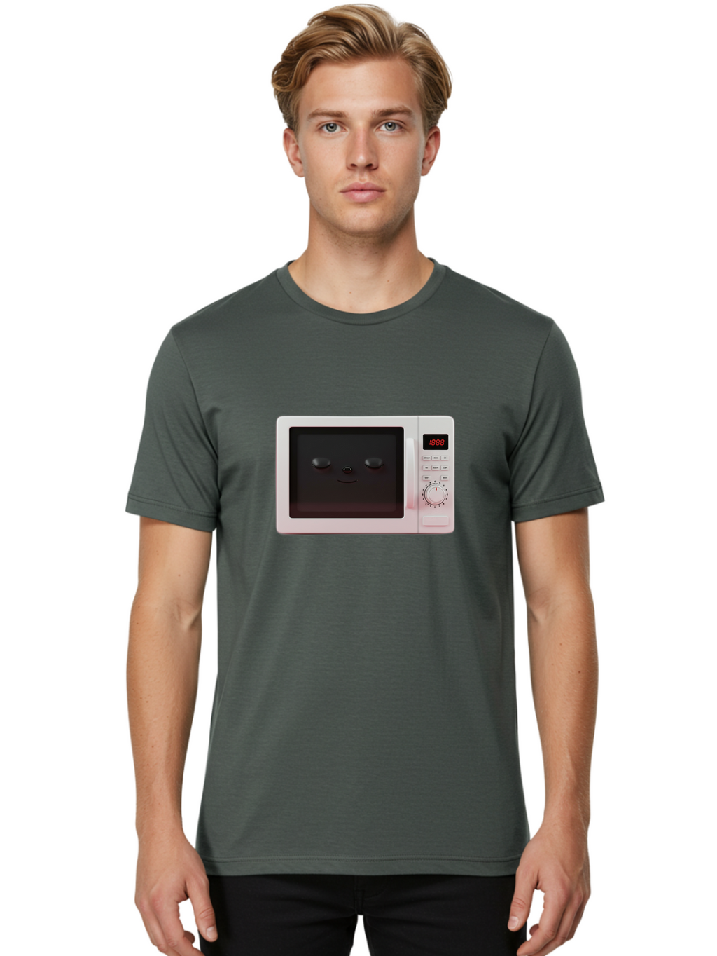Smiling-Microwave Men'S Graphic Tee, 100% Cotton, Comfortable Casual Summer Wear, Machine Washable, Vintage Camera, Old Camera, Antique Camera, Black Camera, Classic Photography, Photography Equipment, Nostalgic Device, Film Camera, Camera Art Bao902