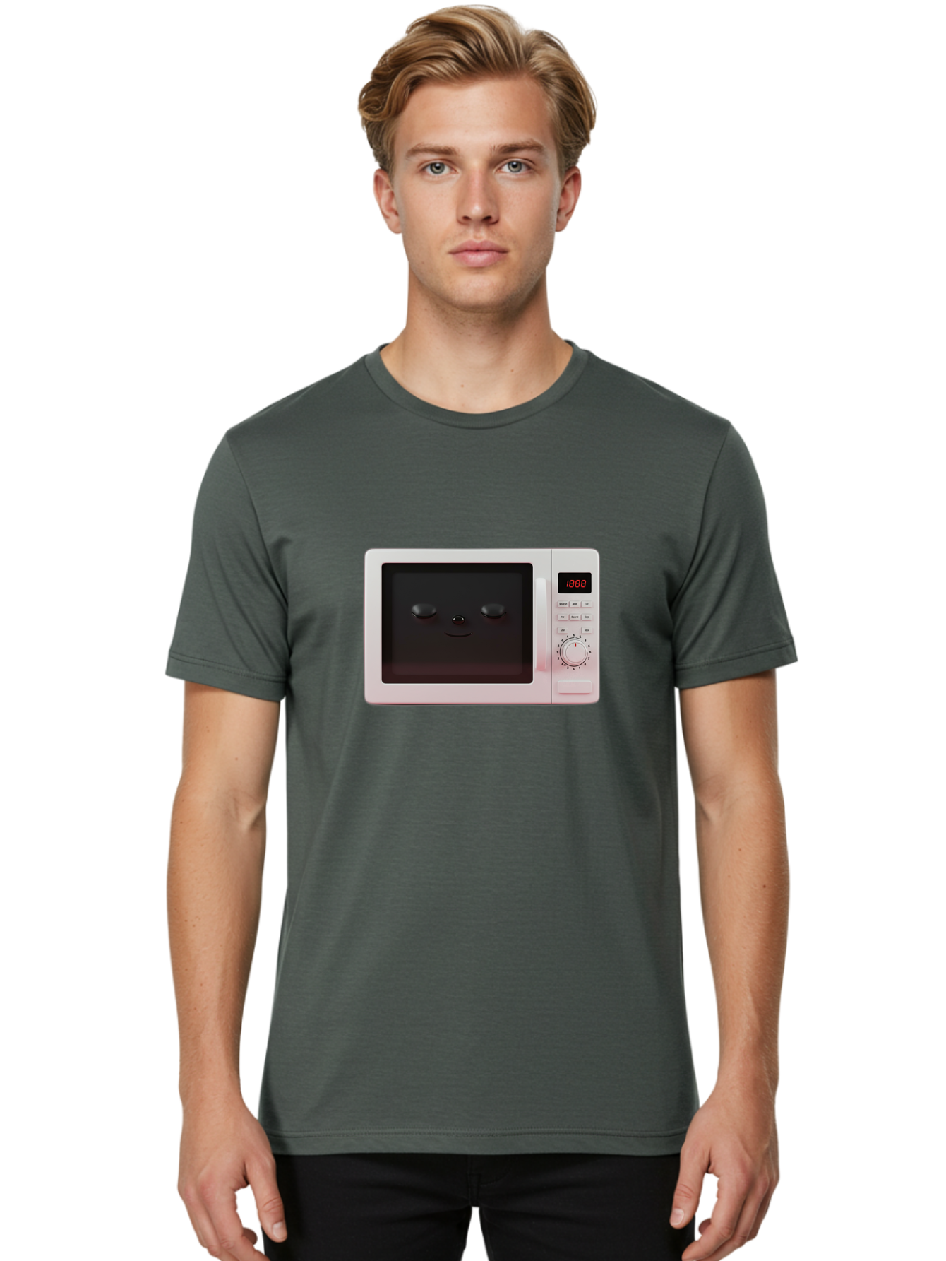 Smiling-Microwave Men'S Graphic Tee, 100% Cotton, Comfortable Casual Summer Wear, Machine Washable, Vintage Camera, Old Camera, Antique Camera, Black Camera, Classic Photography, Photography Equipment, Nostalgic Device, Film Camera, Camera Art Bao902