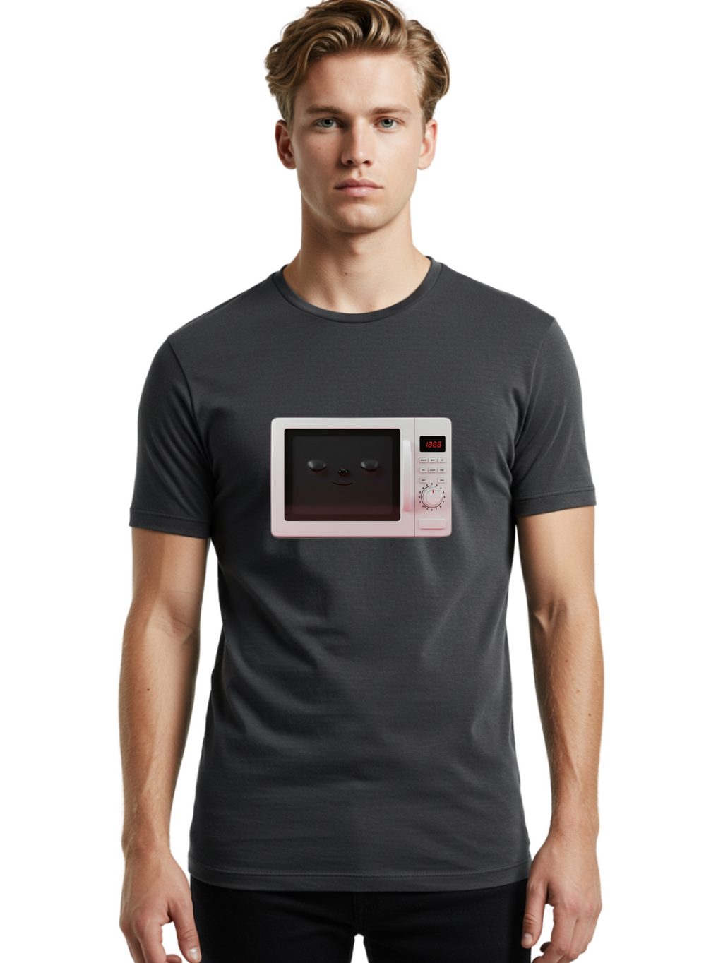 Smiling-Microwave Men'S Graphic Tee, 100% Cotton, Comfortable Casual Summer Wear, Machine Washable, Vintage Camera, Old Camera, Antique Camera, Black Camera, Classic Photography, Photography Equipment, Nostalgic Device, Film Camera, Camera Art Bao902