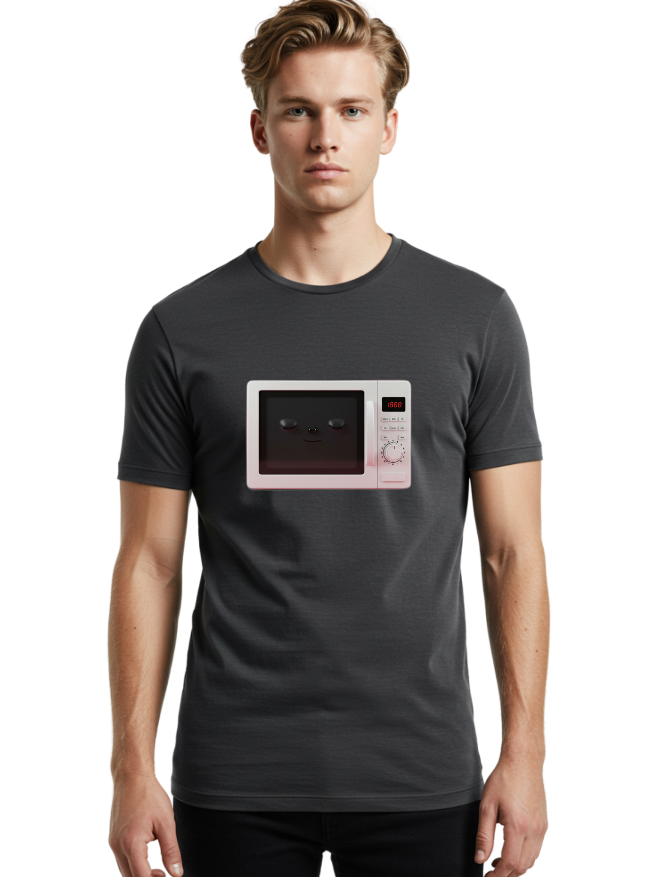 Smiling-Microwave Men'S Graphic Tee, 100% Cotton, Comfortable Casual Summer Wear, Machine Washable, Vintage Camera, Old Camera, Antique Camera, Black Camera, Classic Photography, Photography Equipment, Nostalgic Device, Film Camera, Camera Art Bao902