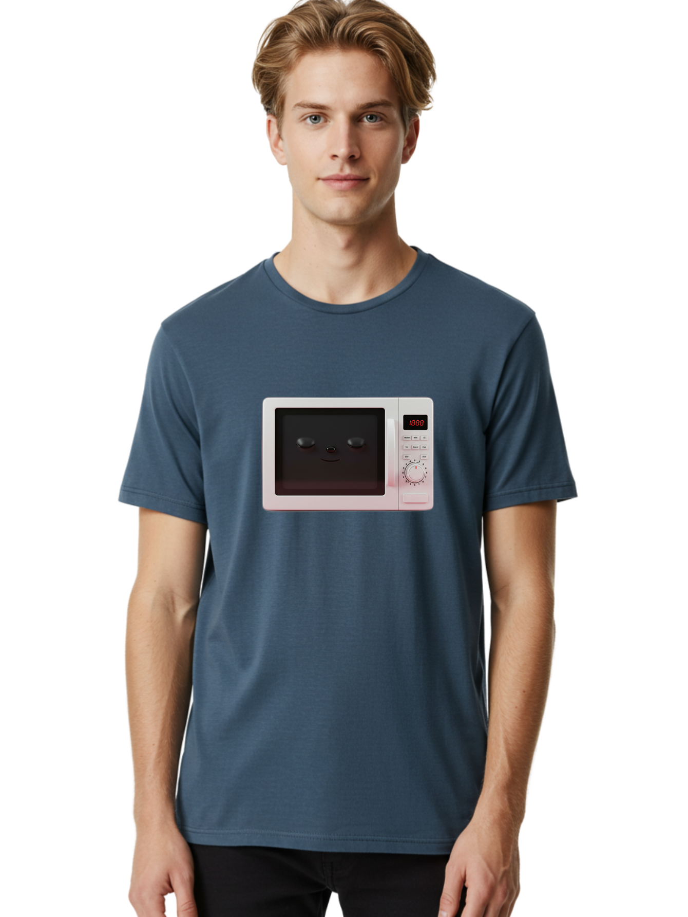 Smiling-Microwave Men'S Graphic Tee, 100% Cotton, Comfortable Casual Summer Wear, Machine Washable, Vintage Camera, Old Camera, Antique Camera, Black Camera, Classic Photography, Photography Equipment, Nostalgic Device, Film Camera, Camera Art Bao902