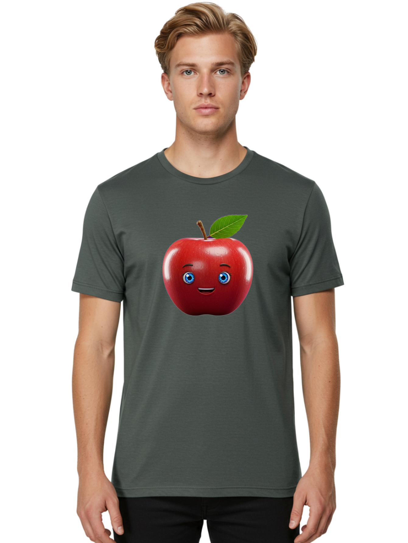 Smiling-Red-Apple-1 Men'S Graphic Tee, 100% Cotton, Comfortable Casual Summer Wear, Machine Washable, Vintage Camera, Old Camera, Antique Camera, Black Camera, Classic Photography, Photography Equipment, Nostalgic Device, Film Camera, Bao903