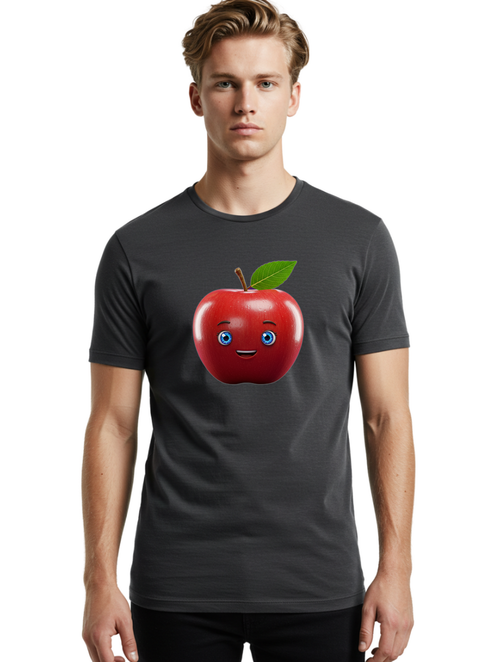 Smiling-Red-Apple-1 Men'S Graphic Tee, 100% Cotton, Comfortable Casual Summer Wear, Machine Washable, Vintage Camera, Old Camera, Antique Camera, Black Camera, Classic Photography, Photography Equipment, Nostalgic Device, Film Camera, Bao903