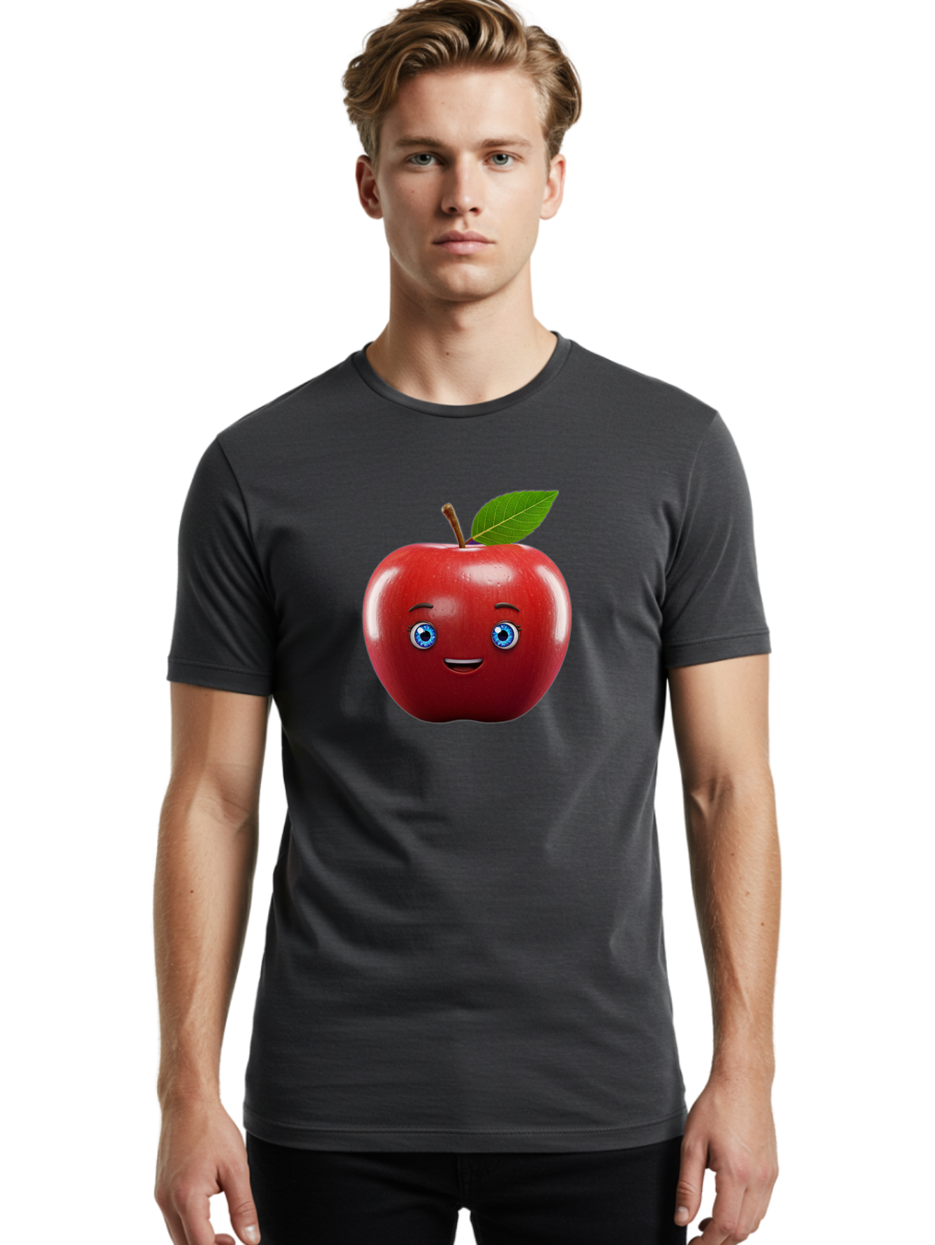 Smiling-Red-Apple-1 Men'S Graphic Tee, 100% Cotton, Comfortable Casual Summer Wear, Machine Washable, Vintage Camera, Old Camera, Antique Camera, Black Camera, Classic Photography, Photography Equipment, Nostalgic Device, Film Camera, Bao903