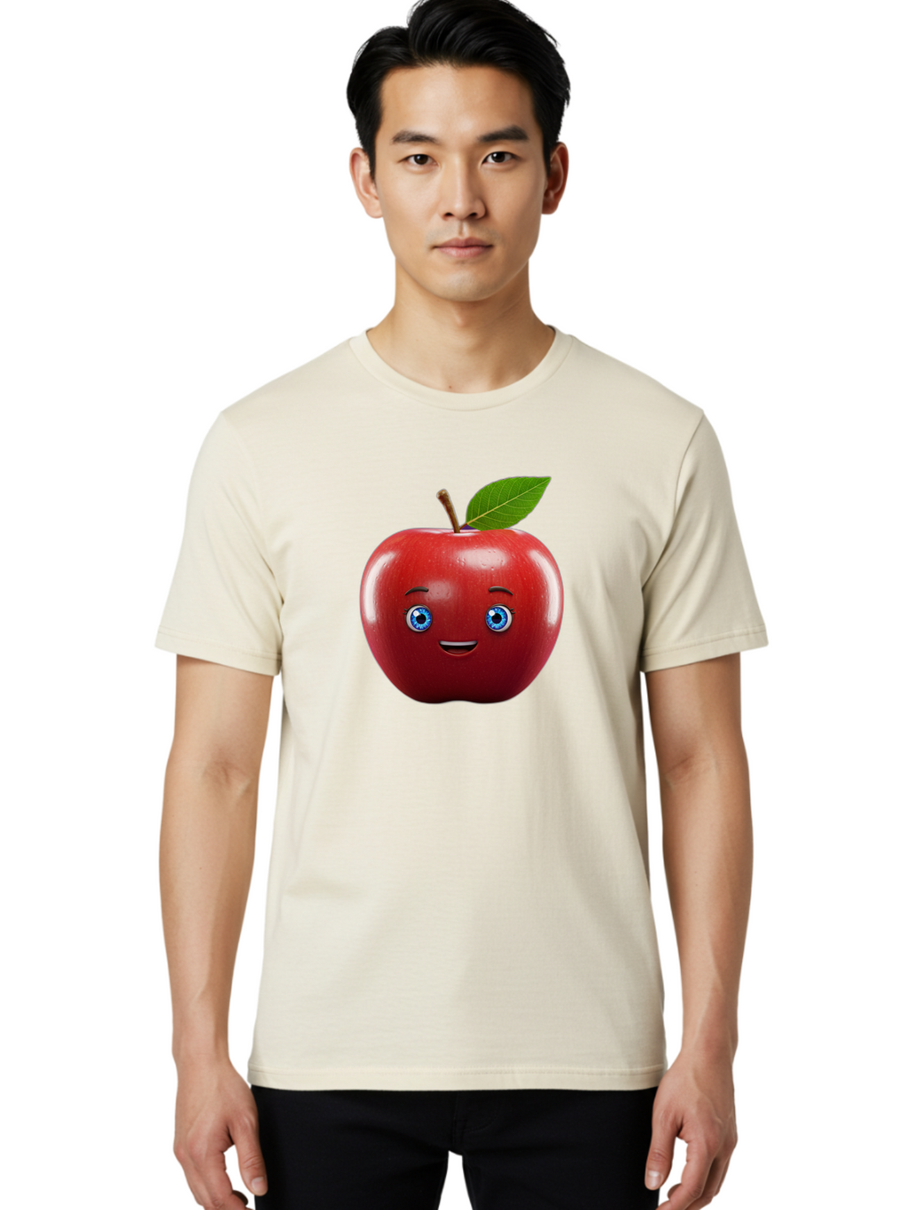 Smiling-Red-Apple-1 Men'S Graphic Tee, 100% Cotton, Comfortable Casual Summer Wear, Machine Washable, Vintage Camera, Old Camera, Antique Camera, Black Camera, Classic Photography, Photography Equipment, Nostalgic Device, Film Camera, Bao903