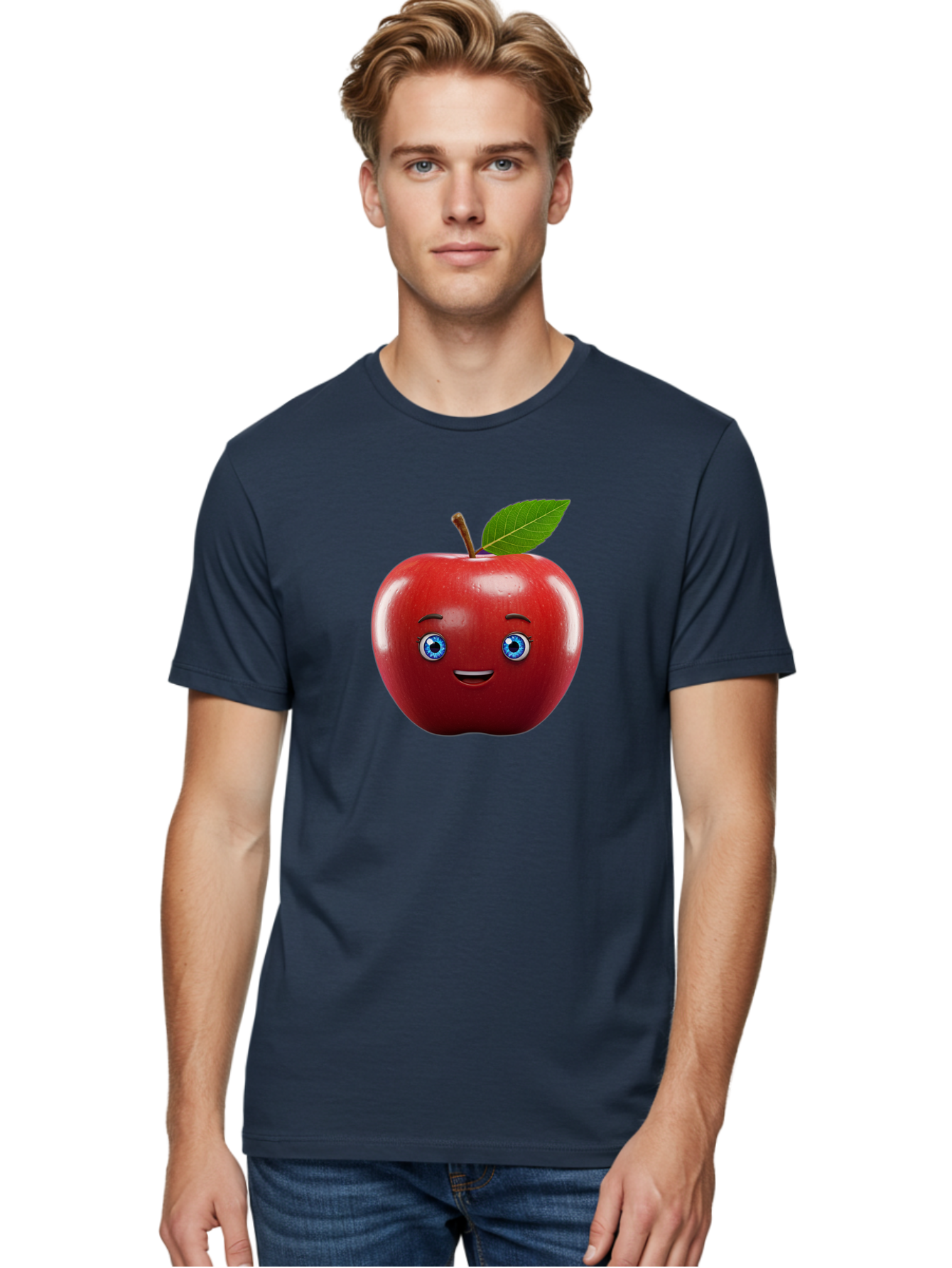 Smiling-Red-Apple-1 Men'S Graphic Tee, 100% Cotton, Comfortable Casual Summer Wear, Machine Washable, Vintage Camera, Old Camera, Antique Camera, Black Camera, Classic Photography, Photography Equipment, Nostalgic Device, Film Camera, Bao903