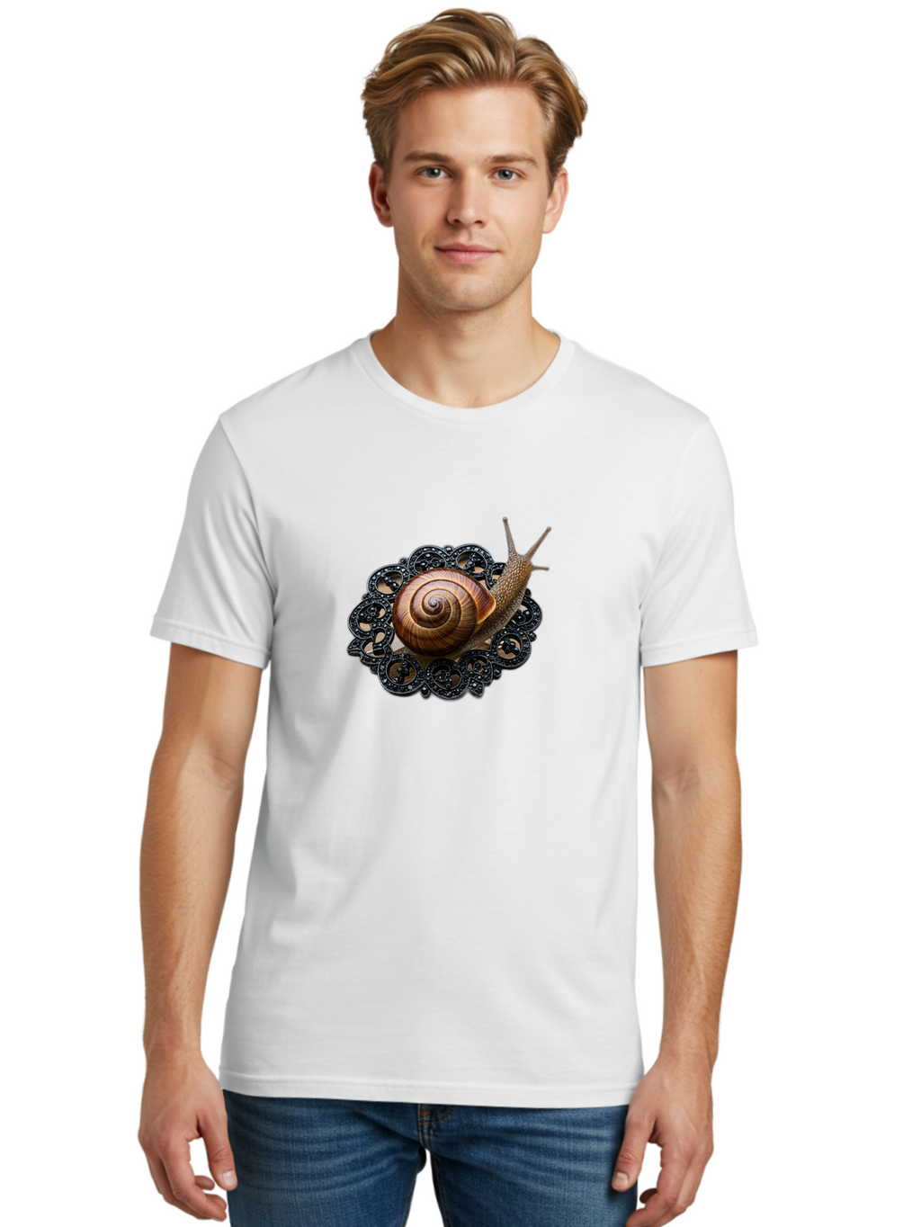 Snail-On-Doily Men'S Graphic Tee, 100% Cotton, Comfortable Casual Summer Wear, Machine Washable, Vintage Camera, Old Camera, Antique Camera, Black Camera, Classic Photography, Photography Equipment, Nostalgic Device, Film Camera, Camera Art Bao912