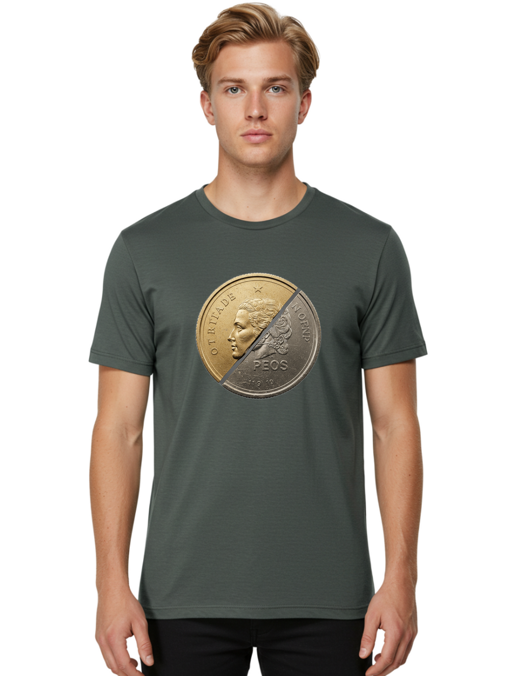 Split-Coin Men'S Graphic Tee, 100% Cotton, Comfortable Casual Summer Wear, Machine Washable, Vintage Camera, Old Camera, Antique Camera, Black Camera, Classic Photography, Photography Equipment, Nostalgic Device, Film Camera, Camera Art Bao918