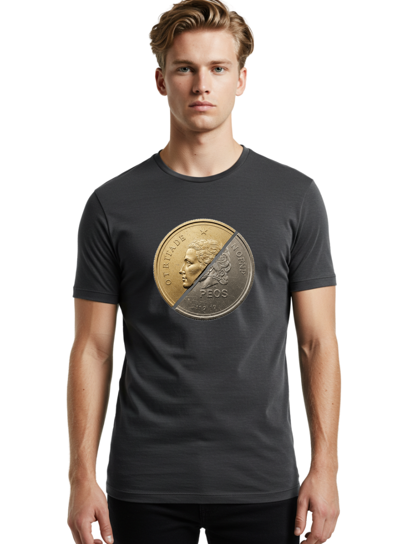 Split-Coin Men'S Graphic Tee, 100% Cotton, Comfortable Casual Summer Wear, Machine Washable, Vintage Camera, Old Camera, Antique Camera, Black Camera, Classic Photography, Photography Equipment, Nostalgic Device, Film Camera, Camera Art Bao918