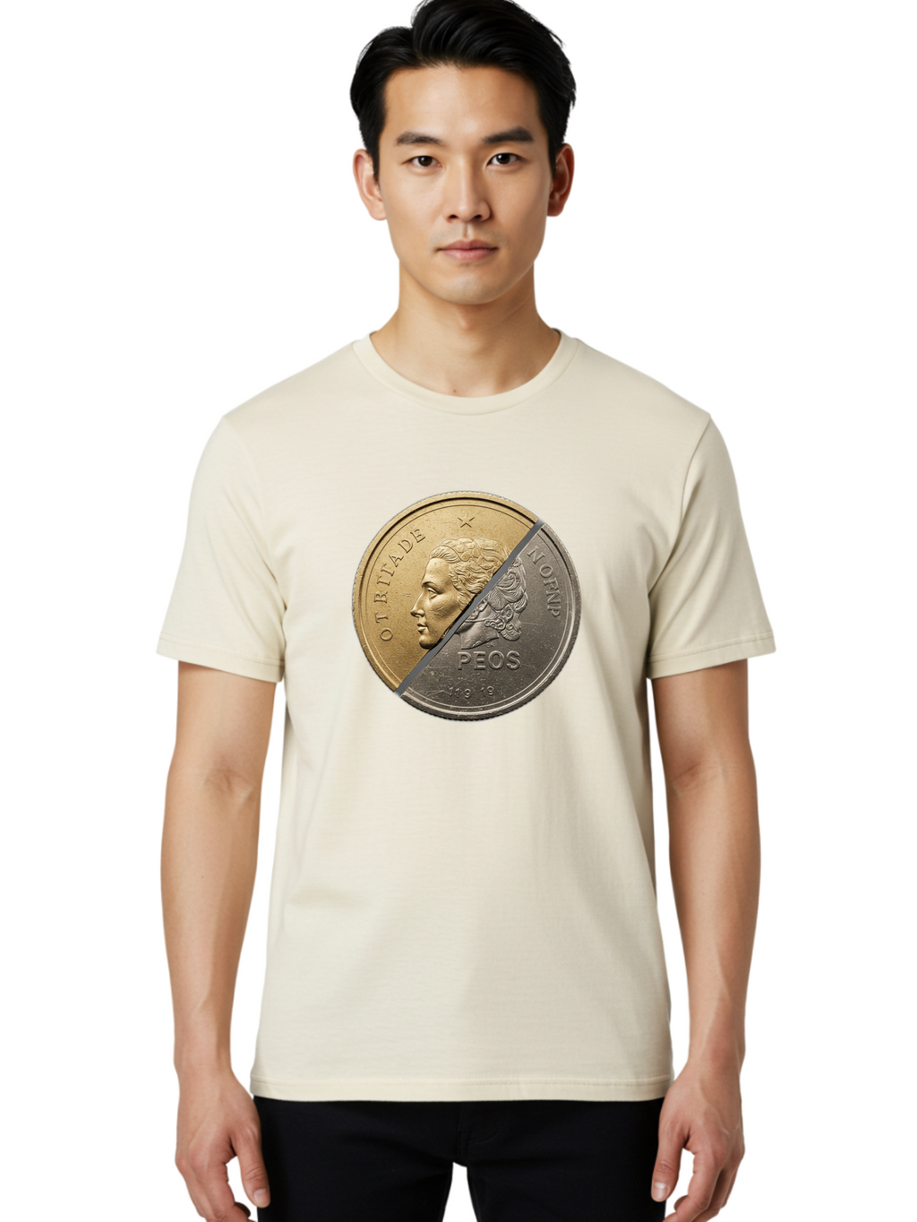 Split-Coin Men'S Graphic Tee, 100% Cotton, Comfortable Casual Summer Wear, Machine Washable, Vintage Camera, Old Camera, Antique Camera, Black Camera, Classic Photography, Photography Equipment, Nostalgic Device, Film Camera, Camera Art Bao918