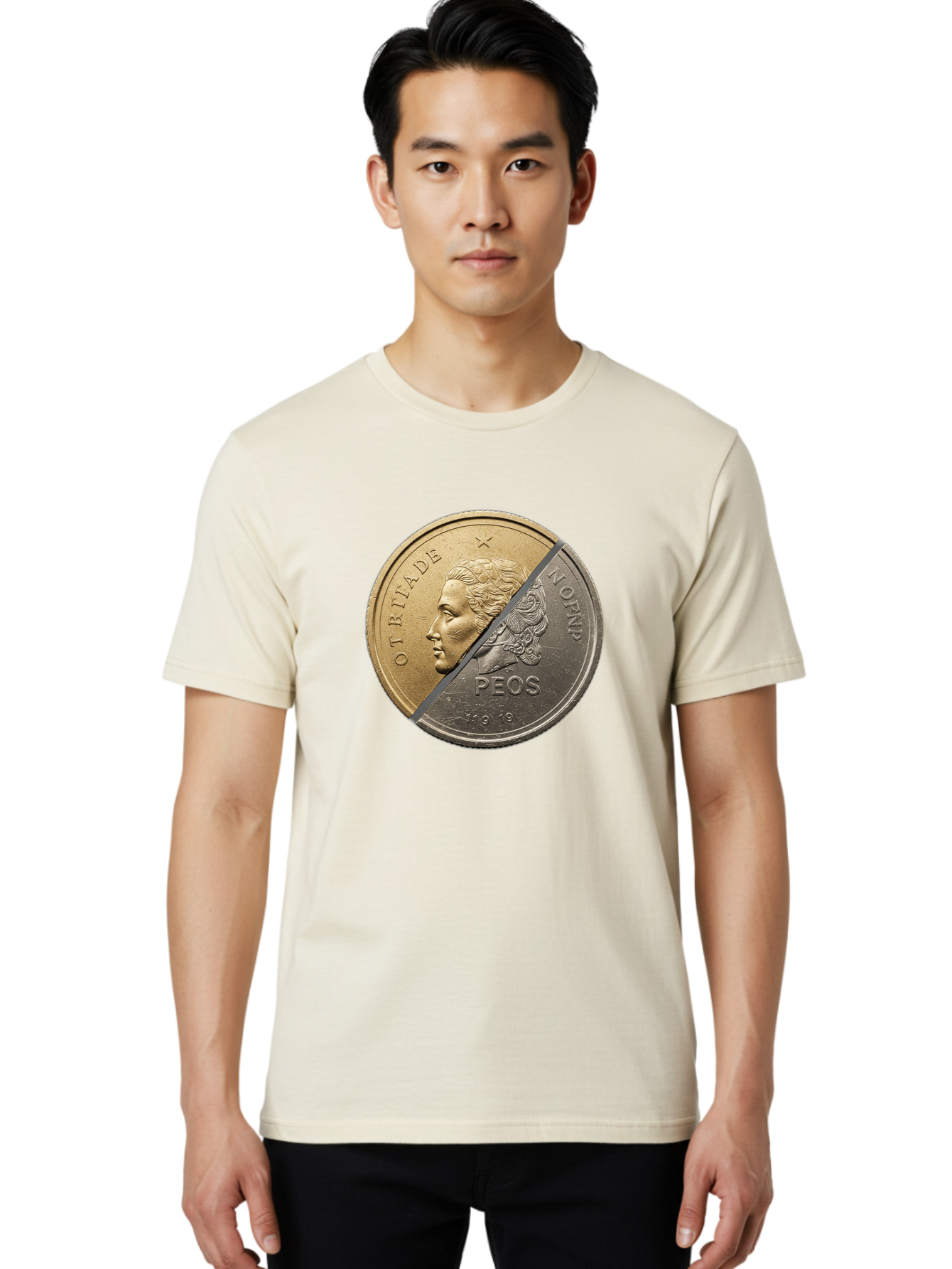 Split-Coin Men'S Graphic Tee, 100% Cotton, Comfortable Casual Summer Wear, Machine Washable, Vintage Camera, Old Camera, Antique Camera, Black Camera, Classic Photography, Photography Equipment, Nostalgic Device, Film Camera, Camera Art Bao918