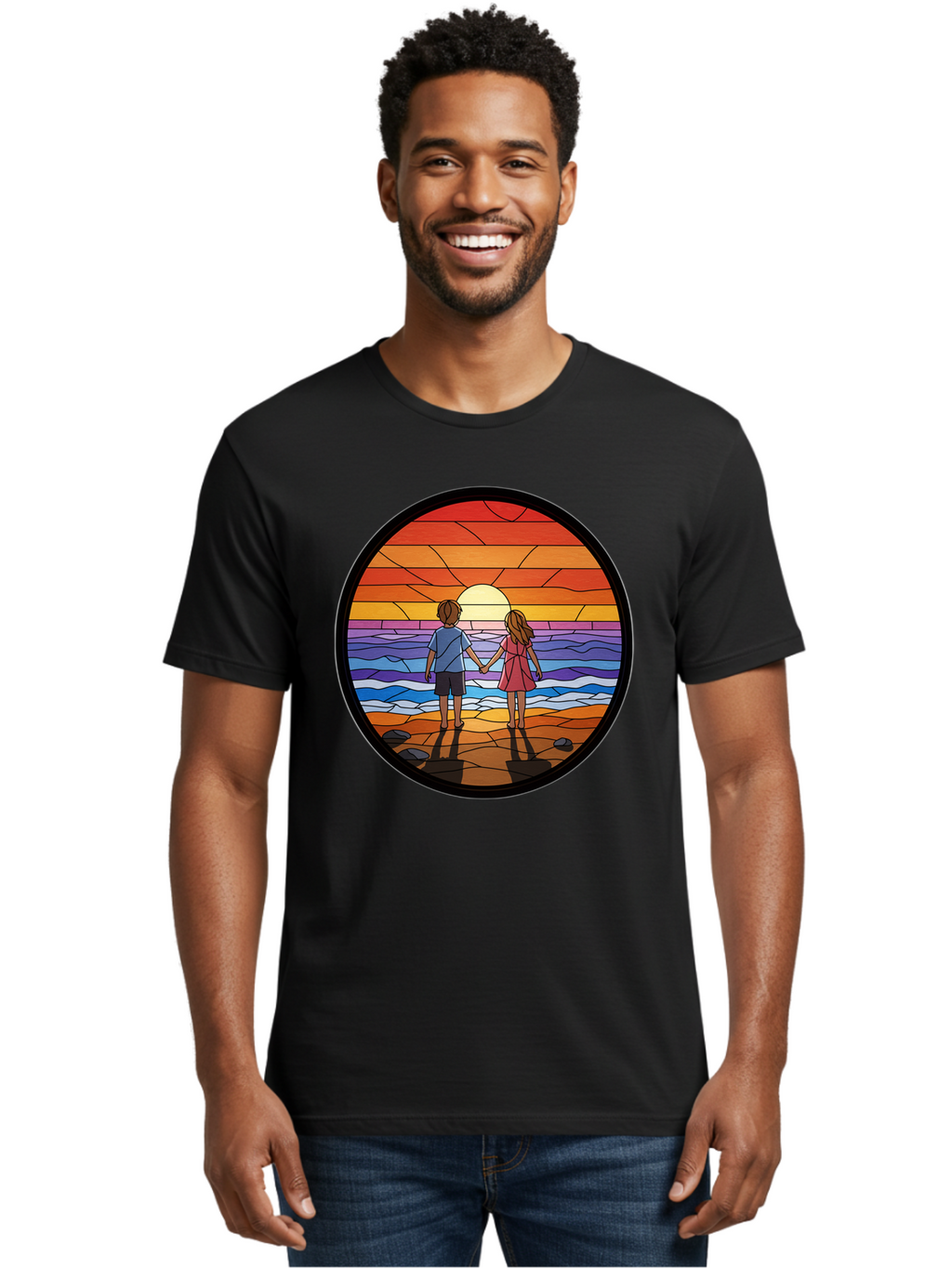Stained-Glass-Couple Men'S Graphic Tee, 100% Cotton, Comfortable Casual Summer Wear, Machine Washable, Vintage Camera, Old Camera, Antique Camera, Black Camera, Classic Photography, Photography Equipment, Nostalgic Device, Film Camera, Bao922