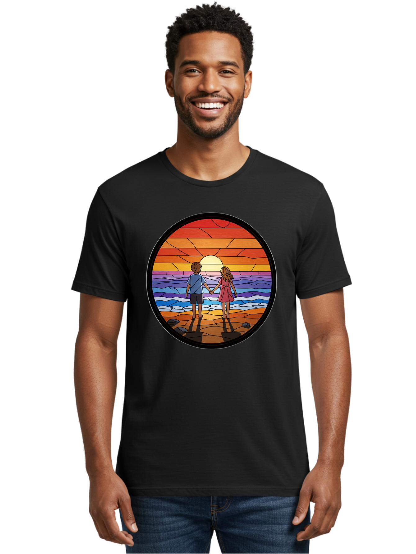 Stained-Glass-Couple Men'S Graphic Tee, 100% Cotton, Comfortable Casual Summer Wear, Machine Washable, Vintage Camera, Old Camera, Antique Camera, Black Camera, Classic Photography, Photography Equipment, Nostalgic Device, Film Camera, Bao922
