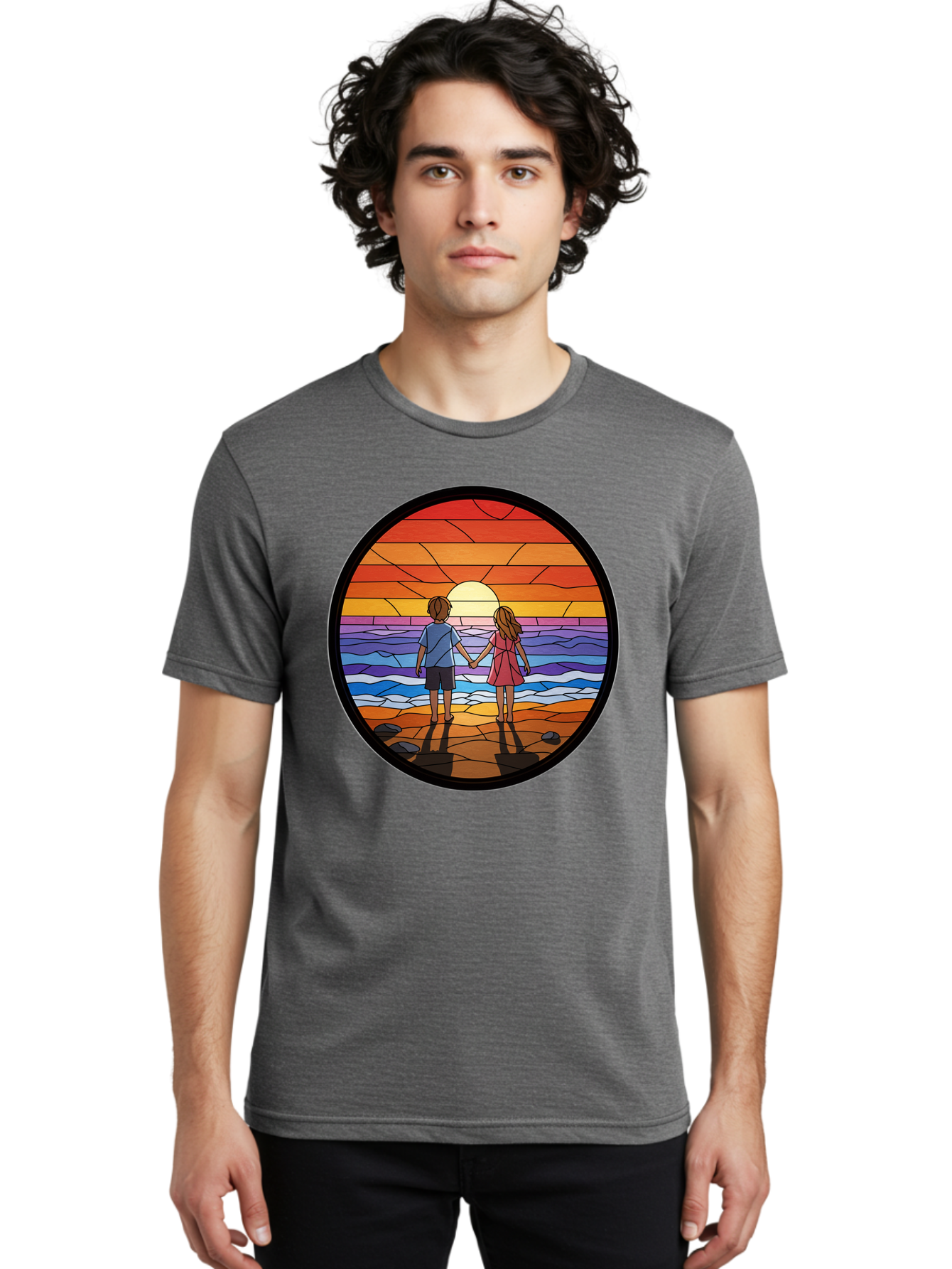 Stained-Glass-Couple Men'S Graphic Tee, 100% Cotton, Comfortable Casual Summer Wear, Machine Washable, Vintage Camera, Old Camera, Antique Camera, Black Camera, Classic Photography, Photography Equipment, Nostalgic Device, Film Camera, Bao922