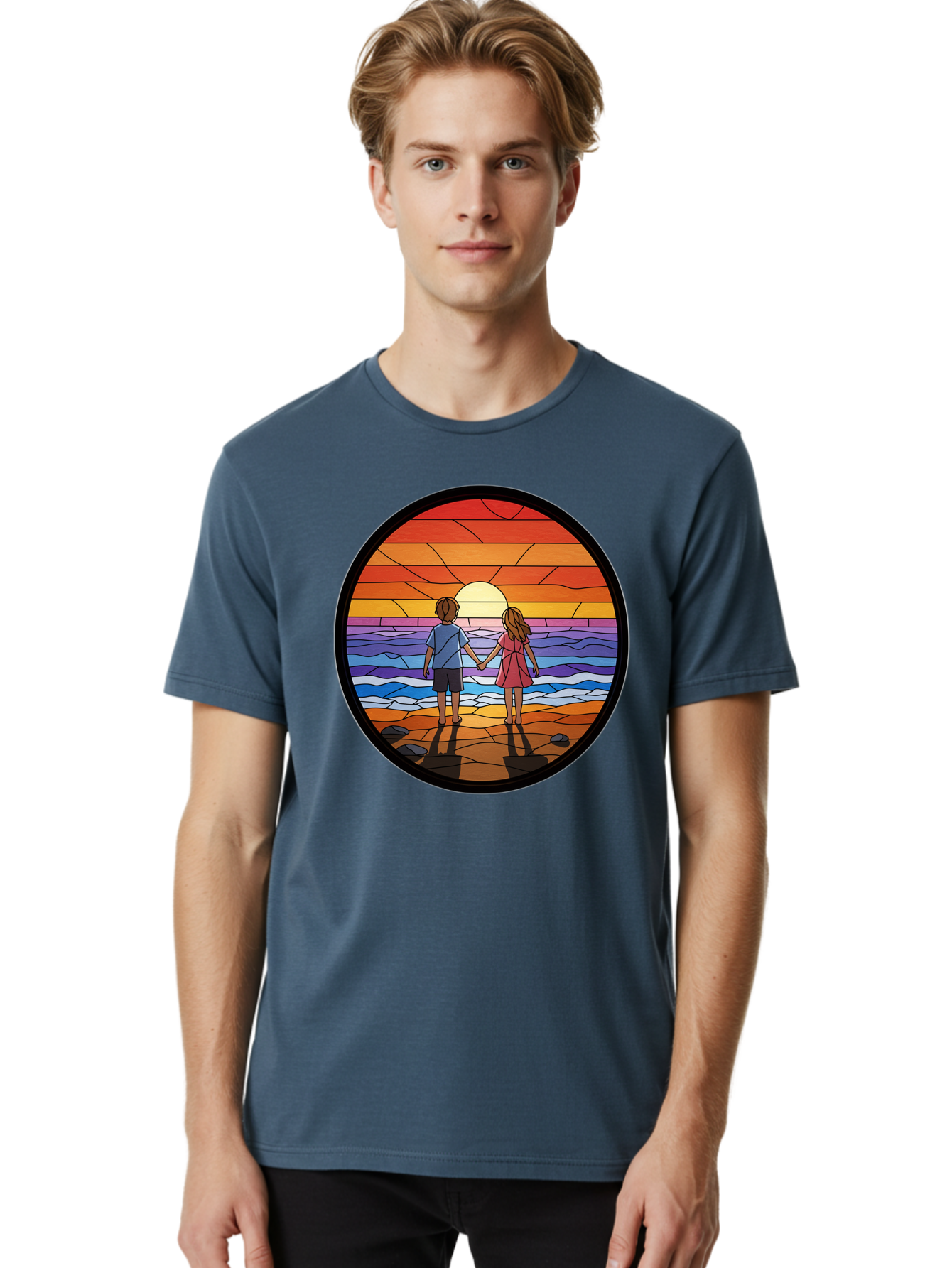 Stained-Glass-Couple Men'S Graphic Tee, 100% Cotton, Comfortable Casual Summer Wear, Machine Washable, Vintage Camera, Old Camera, Antique Camera, Black Camera, Classic Photography, Photography Equipment, Nostalgic Device, Film Camera, Bao922