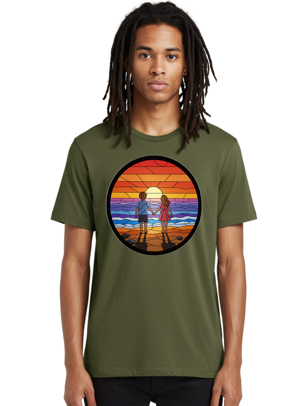 Stained-Glass-Couple Men'S Graphic Tee, 100% Cotton, Comfortable Casual Summer Wear, Machine Washable, Vintage Camera, Old Camera, Antique Camera, Black Camera, Classic Photography, Photography Equipment, Nostalgic Device, Film Camera, Bao922