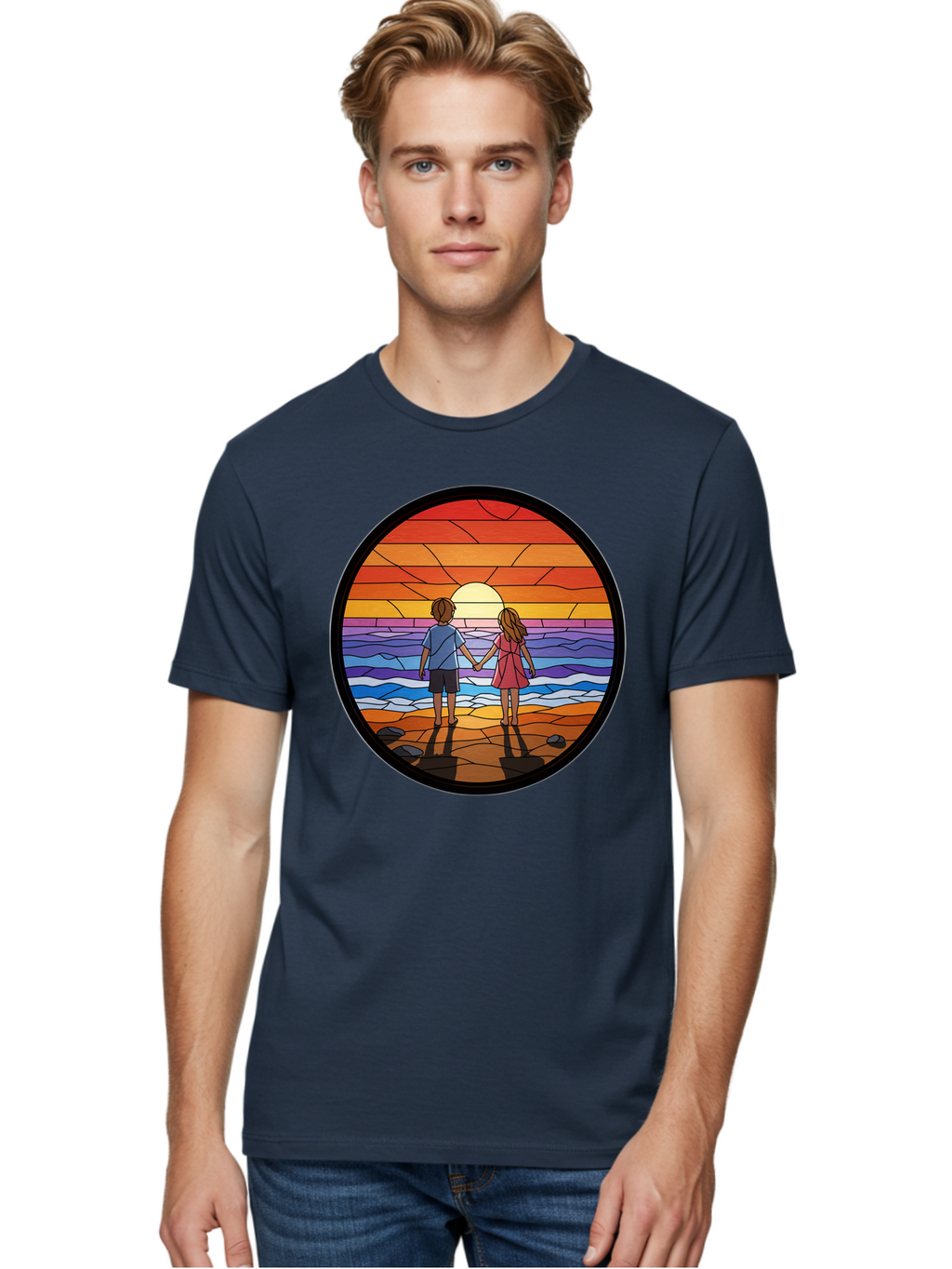 Stained-Glass-Couple Men'S Graphic Tee, 100% Cotton, Comfortable Casual Summer Wear, Machine Washable, Vintage Camera, Old Camera, Antique Camera, Black Camera, Classic Photography, Photography Equipment, Nostalgic Device, Film Camera, Bao922