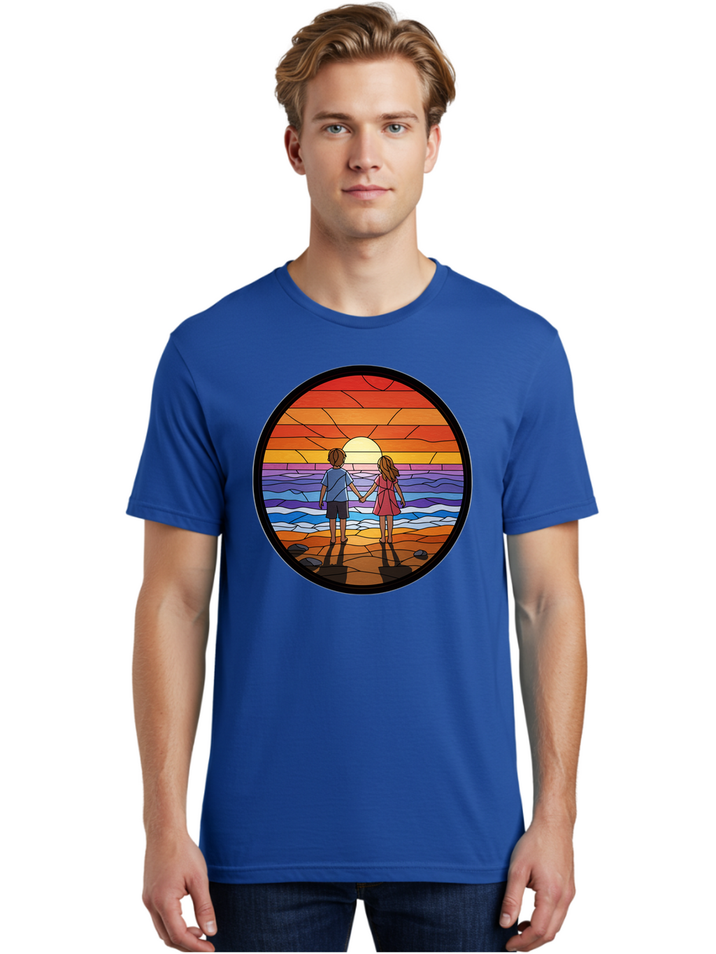Stained-Glass-Couple Men'S Graphic Tee, 100% Cotton, Comfortable Casual Summer Wear, Machine Washable, Vintage Camera, Old Camera, Antique Camera, Black Camera, Classic Photography, Photography Equipment, Nostalgic Device, Film Camera, Bao922