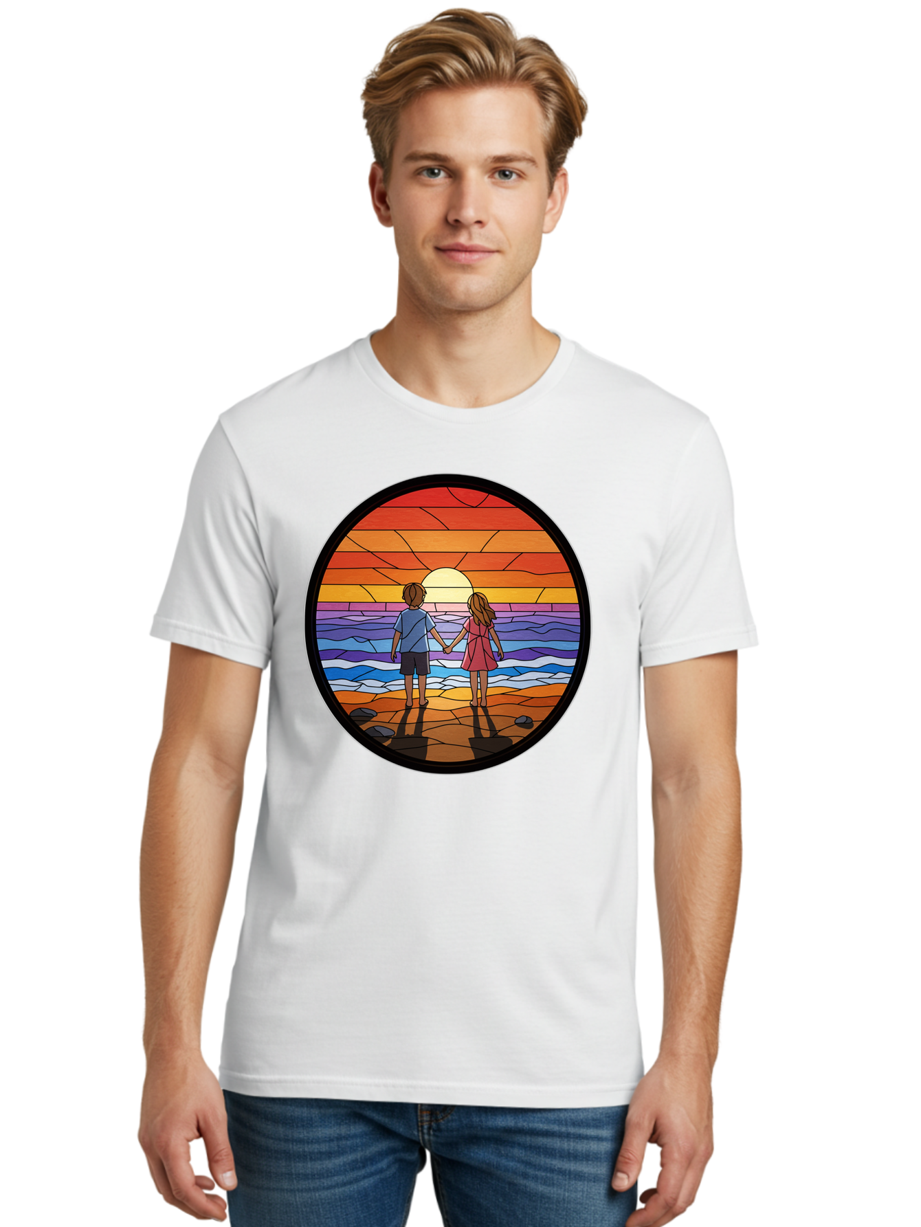 Stained-Glass-Couple Men'S Graphic Tee, 100% Cotton, Comfortable Casual Summer Wear, Machine Washable, Vintage Camera, Old Camera, Antique Camera, Black Camera, Classic Photography, Photography Equipment, Nostalgic Device, Film Camera, Bao922
