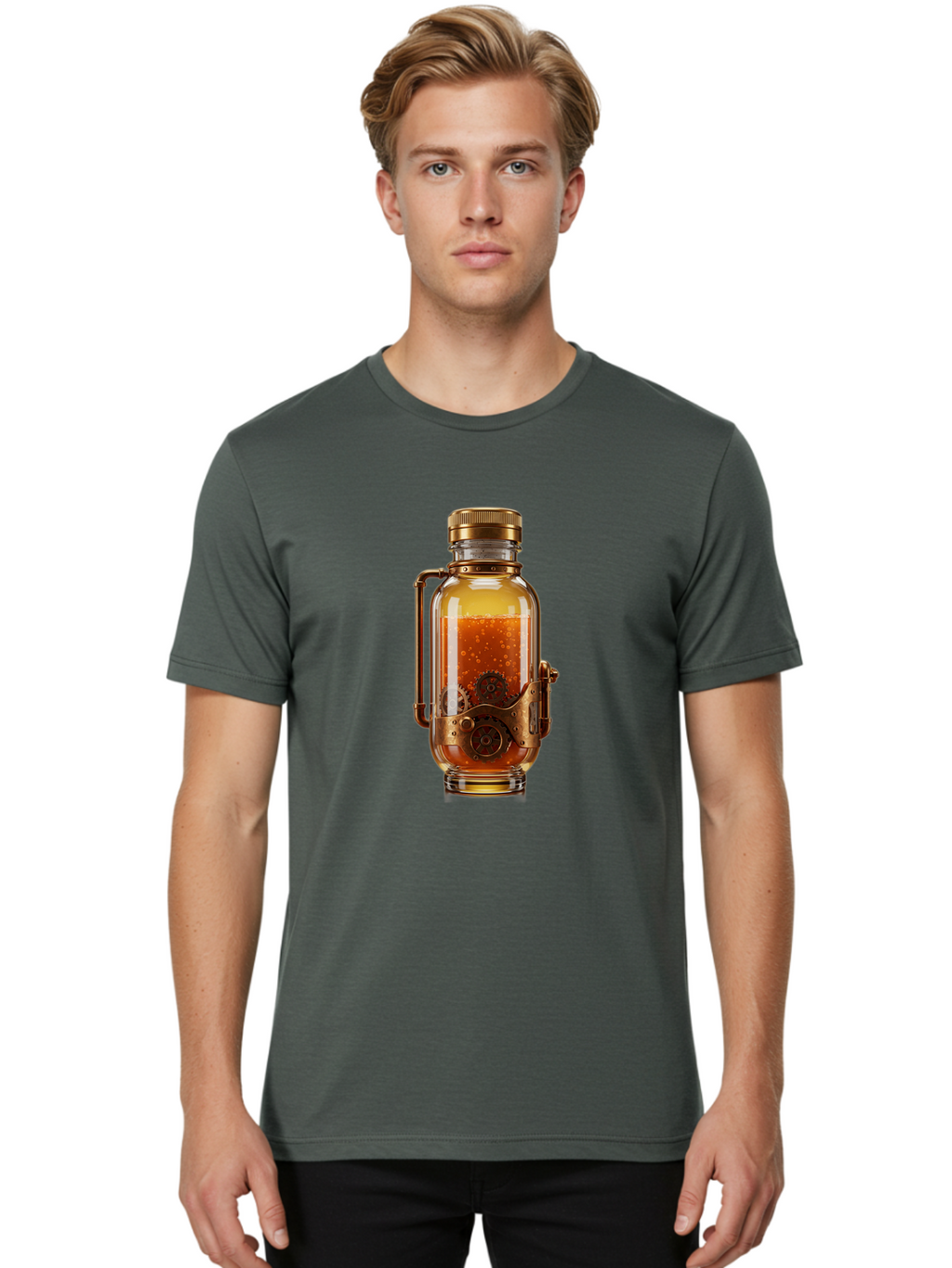 Steampunk-Jar Men'S Graphic Tee, 100% Cotton, Comfortable Casual Summer Wear, Machine Washable, Vintage Camera, Old Camera, Antique Camera, Black Camera, Classic Photography, Photography Equipment, Nostalgic Device, Film Camera, Camera Art Bao926