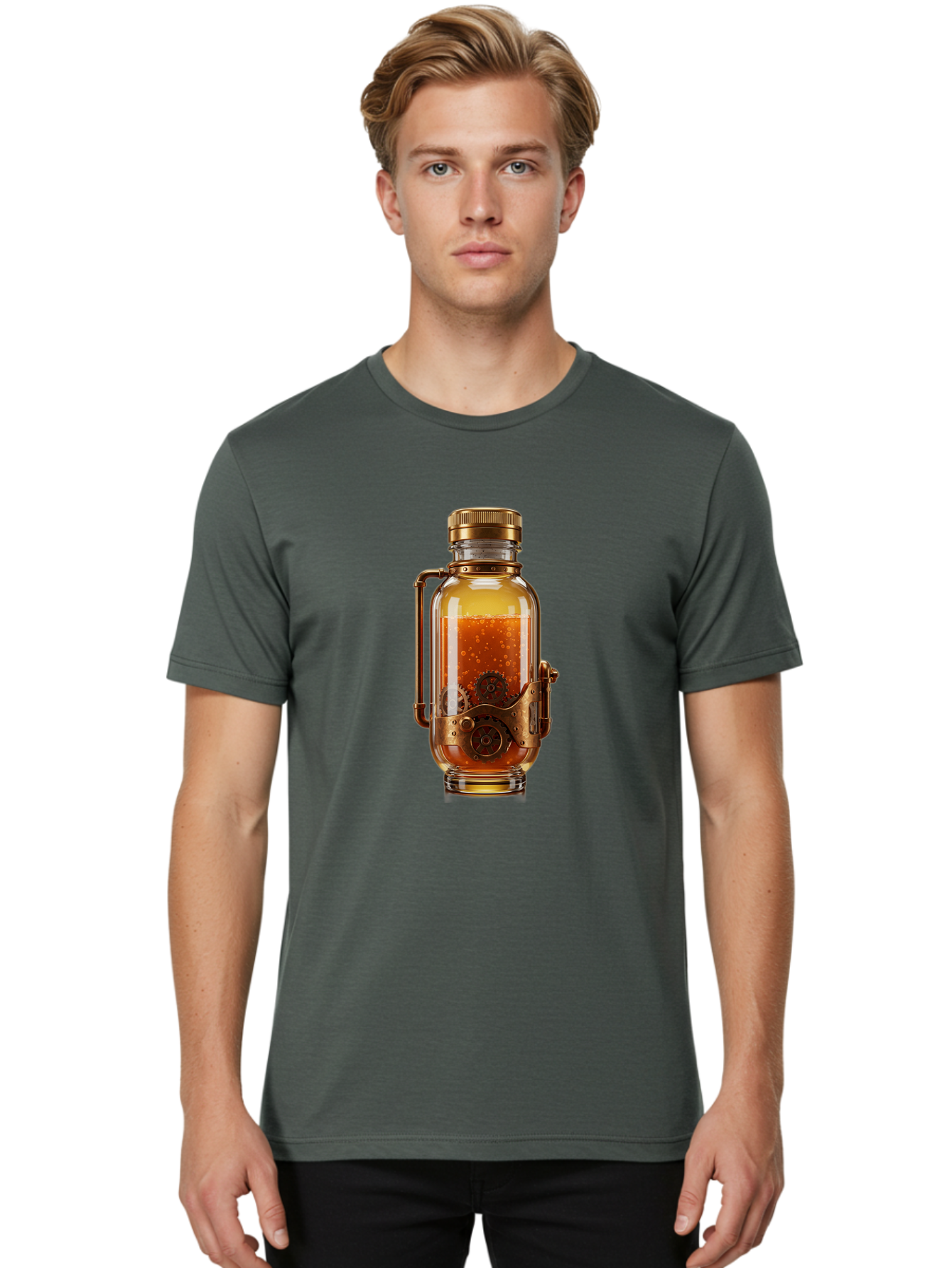 Steampunk-Jar Men'S Graphic Tee, 100% Cotton, Comfortable Casual Summer Wear, Machine Washable, Vintage Camera, Old Camera, Antique Camera, Black Camera, Classic Photography, Photography Equipment, Nostalgic Device, Film Camera, Camera Art Bao926
