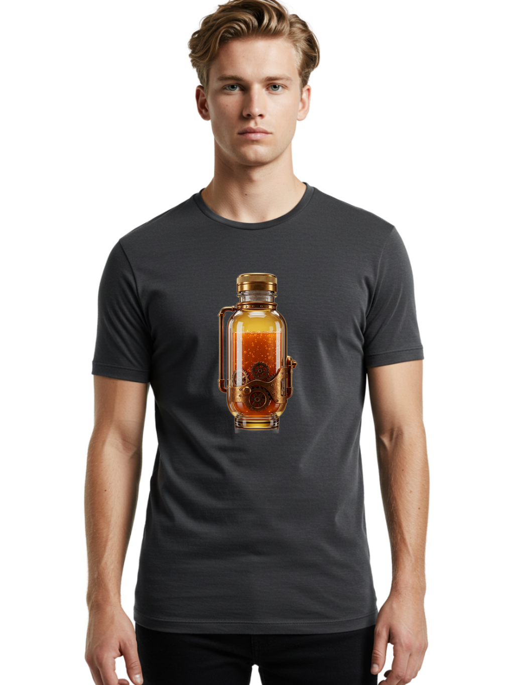 Steampunk-Jar Men'S Graphic Tee, 100% Cotton, Comfortable Casual Summer Wear, Machine Washable, Vintage Camera, Old Camera, Antique Camera, Black Camera, Classic Photography, Photography Equipment, Nostalgic Device, Film Camera, Camera Art Bao926