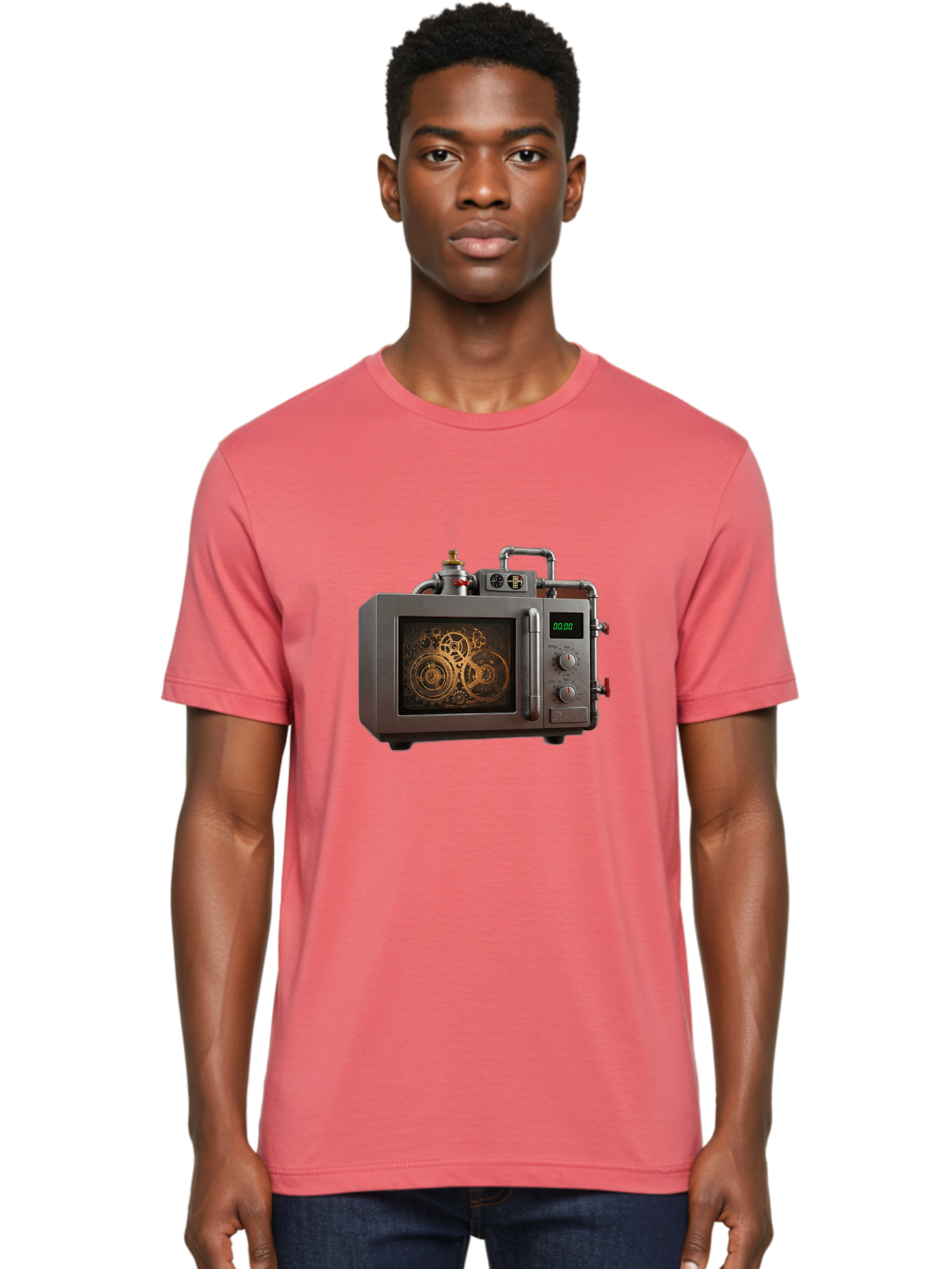 Steampunk-Microwave Men'S Graphic Tee, 100% Cotton, Comfortable Casual Summer Wear, Machine Washable, Vintage Camera, Old Camera, Antique Camera, Black Camera, Classic Photography, Photography Equipment, Nostalgic Device, Film Camera, Bao927