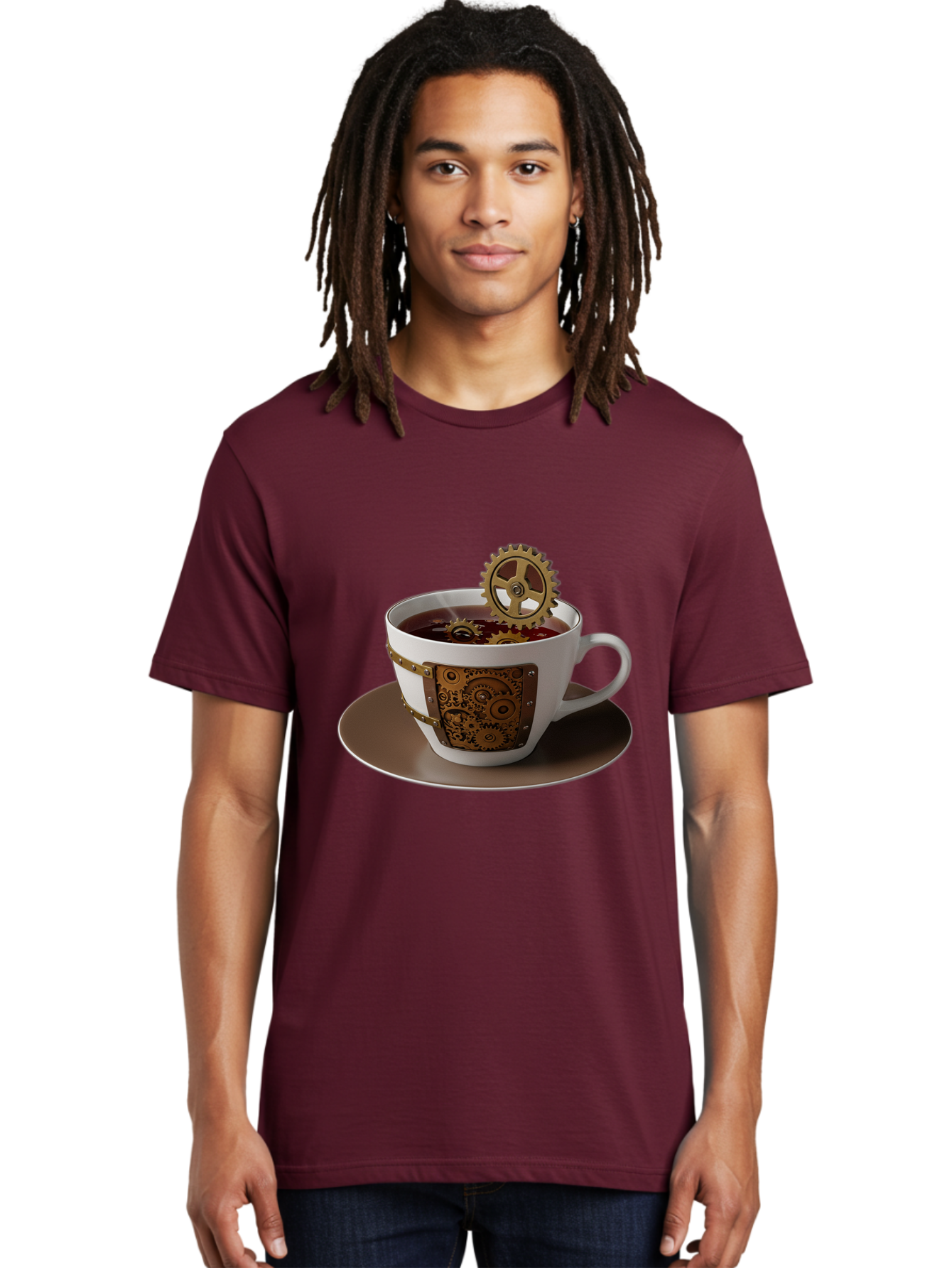 Steampunk-Tea-Cup Men'S Graphic Tee, 100% Cotton, Comfortable Casual Summer Wear, Machine Washable, Vintage Camera, Old Camera, Antique Camera, Black Camera, Classic Photography, Photography Equipment, Nostalgic Device, Film Camera, Camera Art Bao928