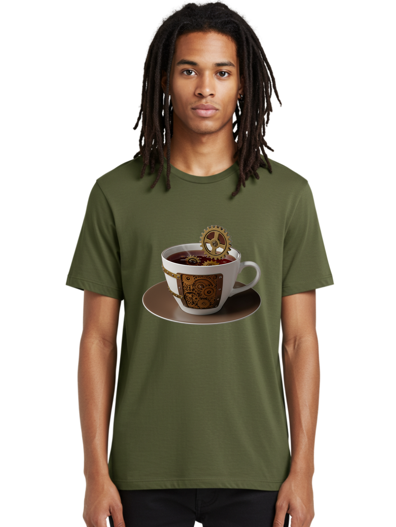 Steampunk-Tea-Cup Men'S Graphic Tee, 100% Cotton, Comfortable Casual Summer Wear, Machine Washable, Vintage Camera, Old Camera, Antique Camera, Black Camera, Classic Photography, Photography Equipment, Nostalgic Device, Film Camera, Camera Art Bao928