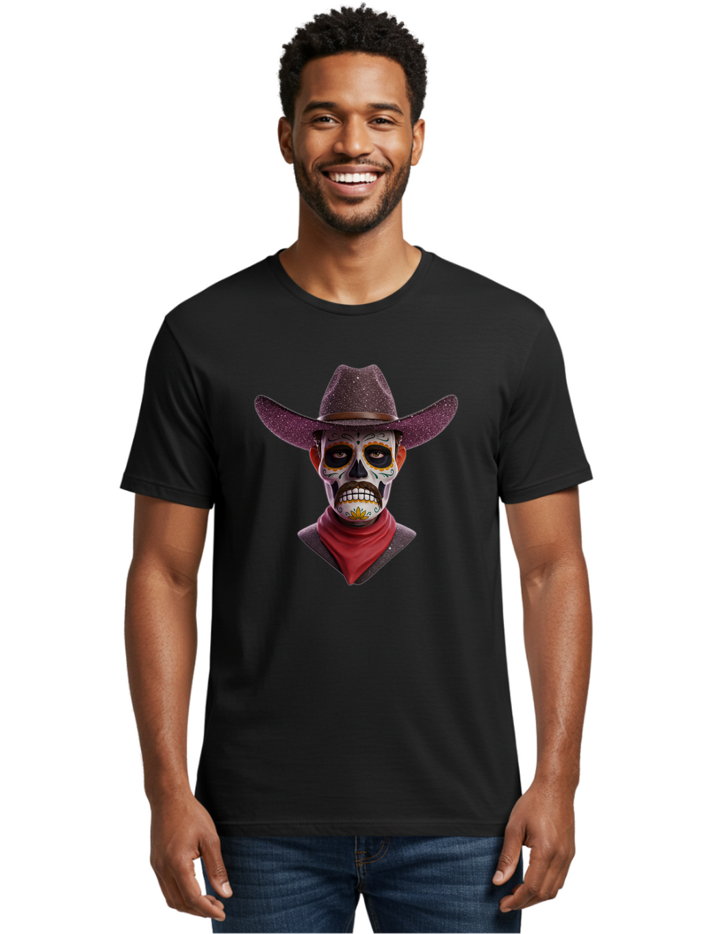 Sugar-Skull-Cowboy Men'S Graphic Tee, 100% Cotton, Comfortable Casual Summer Wear, Machine Washable, Vintage Camera, Old Camera, Antique Camera, Black Camera, Classic Photography, Photography Equipment, Nostalgic Device, Film Camera, Bao931