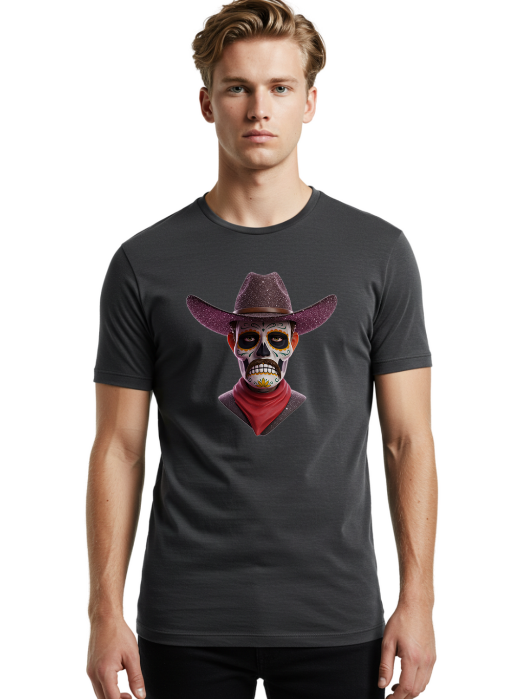 Sugar-Skull-Cowboy Men'S Graphic Tee, 100% Cotton, Comfortable Casual Summer Wear, Machine Washable, Vintage Camera, Old Camera, Antique Camera, Black Camera, Classic Photography, Photography Equipment, Nostalgic Device, Film Camera, Bao931