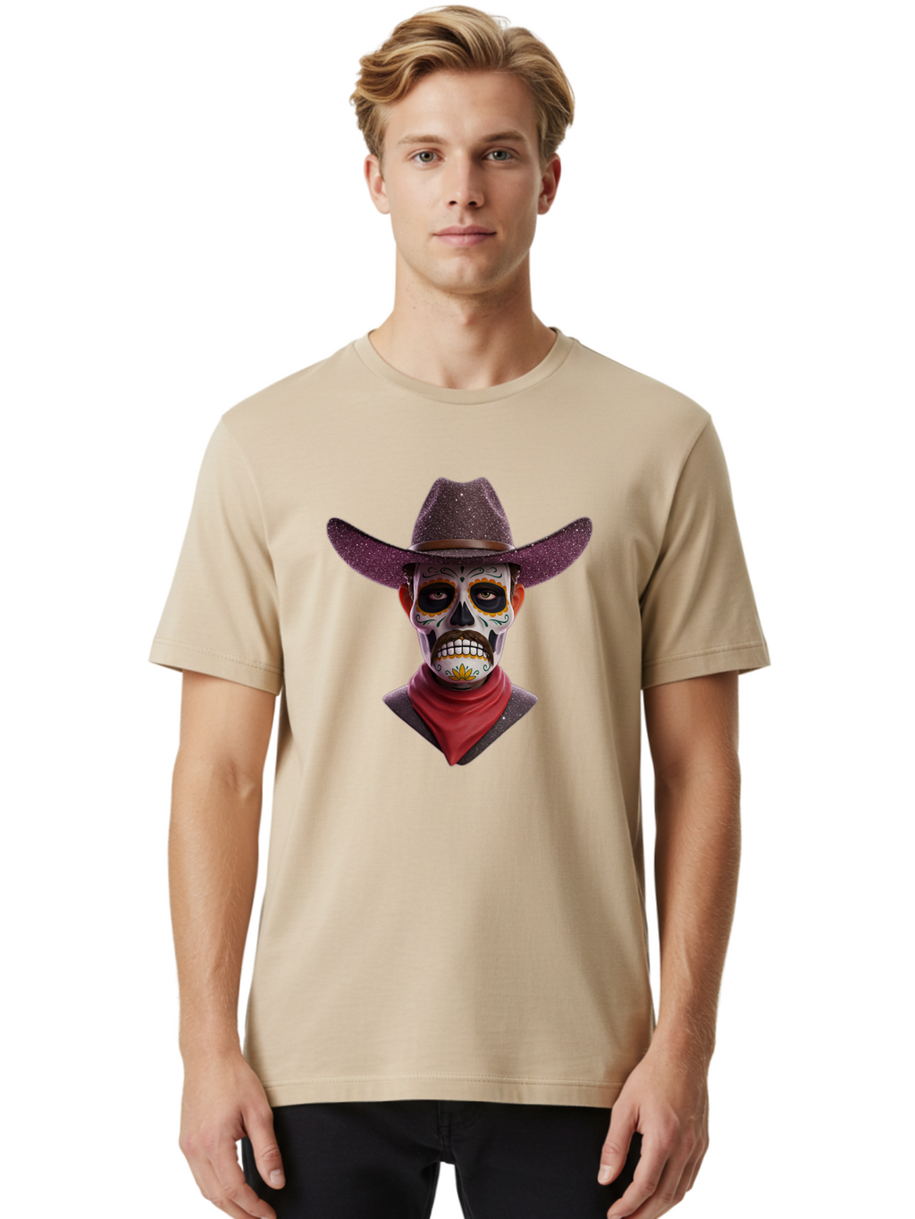 Sugar-Skull-Cowboy Men'S Graphic Tee, 100% Cotton, Comfortable Casual Summer Wear, Machine Washable, Vintage Camera, Old Camera, Antique Camera, Black Camera, Classic Photography, Photography Equipment, Nostalgic Device, Film Camera, Bao931