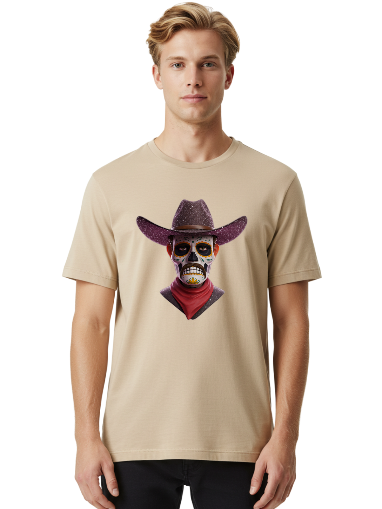 Sugar-Skull-Cowboy Men'S Graphic Tee, 100% Cotton, Comfortable Casual Summer Wear, Machine Washable, Vintage Camera, Old Camera, Antique Camera, Black Camera, Classic Photography, Photography Equipment, Nostalgic Device, Film Camera, Bao931