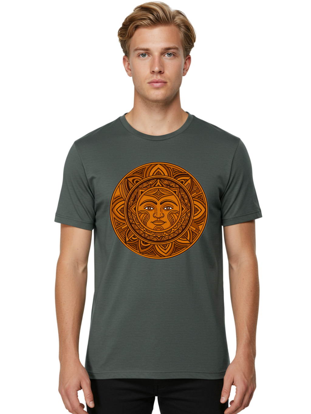 Sun-Face-Mandala Men'S Graphic Tee, 100% Cotton, Comfortable Casual Summer Wear, Machine Washable, Vintage Camera, Old Camera, Antique Camera, Black Camera, Classic Photography, Photography Equipment, Nostalgic Device, Film Camera, Camera Art Bao933