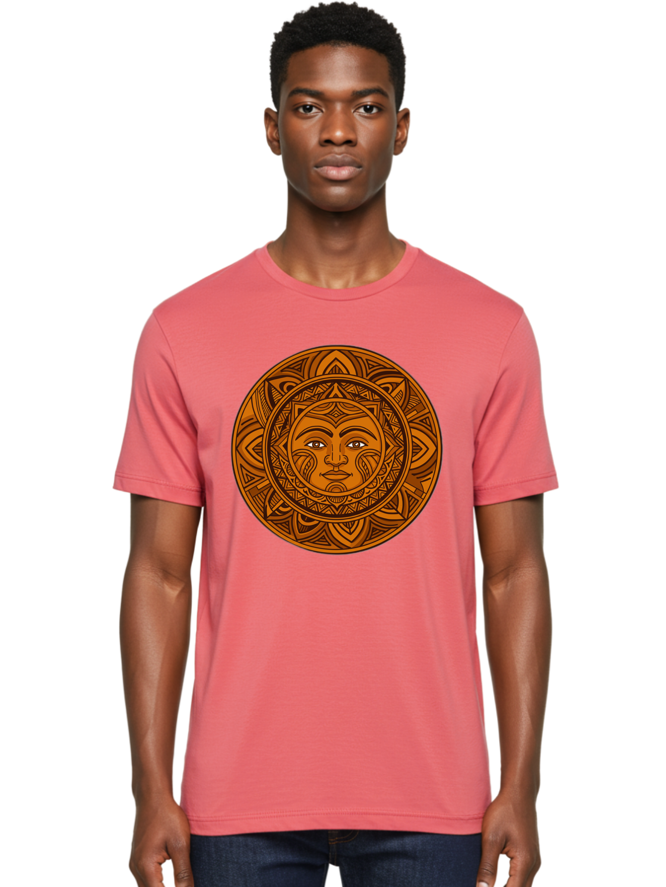 Sun-Face-Mandala Men'S Graphic Tee, 100% Cotton, Comfortable Casual Summer Wear, Machine Washable, Vintage Camera, Old Camera, Antique Camera, Black Camera, Classic Photography, Photography Equipment, Nostalgic Device, Film Camera, Camera Art Bao933