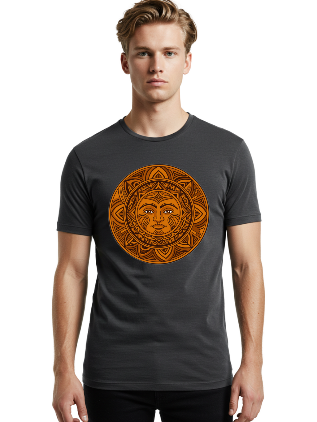 Sun-Face-Mandala Men'S Graphic Tee, 100% Cotton, Comfortable Casual Summer Wear, Machine Washable, Vintage Camera, Old Camera, Antique Camera, Black Camera, Classic Photography, Photography Equipment, Nostalgic Device, Film Camera, Camera Art Bao933