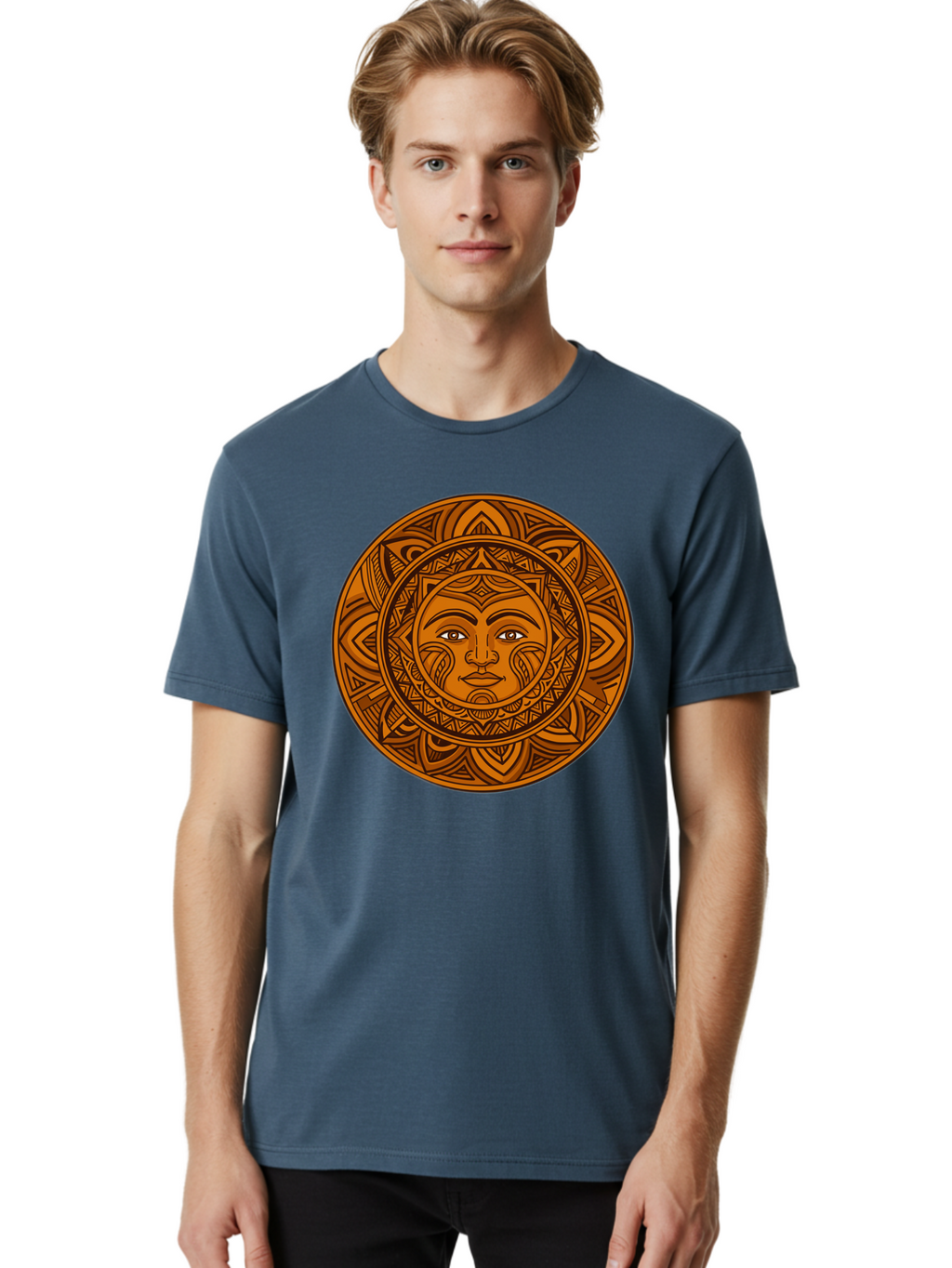 Sun-Face-Mandala Men'S Graphic Tee, 100% Cotton, Comfortable Casual Summer Wear, Machine Washable, Vintage Camera, Old Camera, Antique Camera, Black Camera, Classic Photography, Photography Equipment, Nostalgic Device, Film Camera, Camera Art Bao933