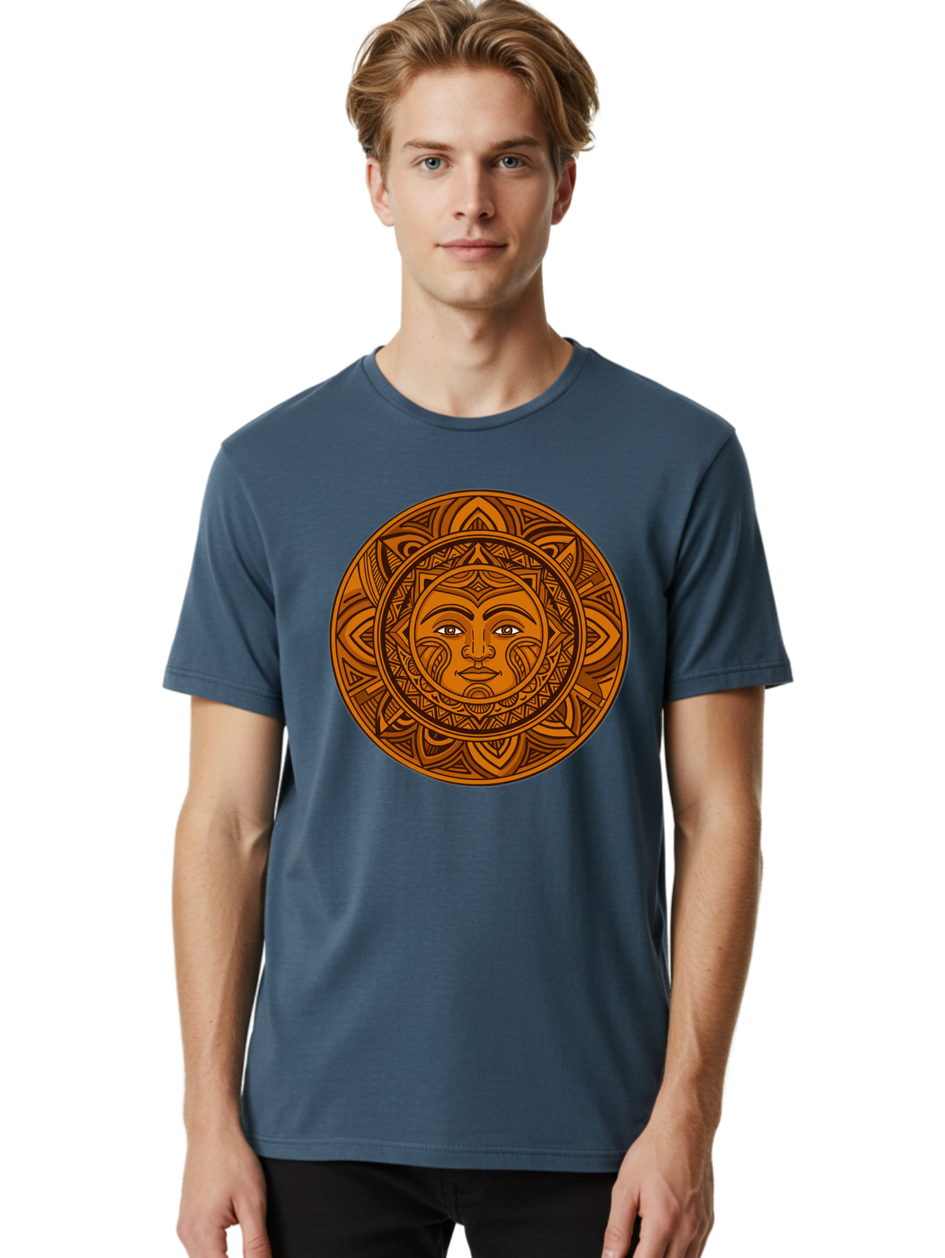 Sun-Face-Mandala Men'S Graphic Tee, 100% Cotton, Comfortable Casual Summer Wear, Machine Washable, Vintage Camera, Old Camera, Antique Camera, Black Camera, Classic Photography, Photography Equipment, Nostalgic Device, Film Camera, Camera Art Bao933