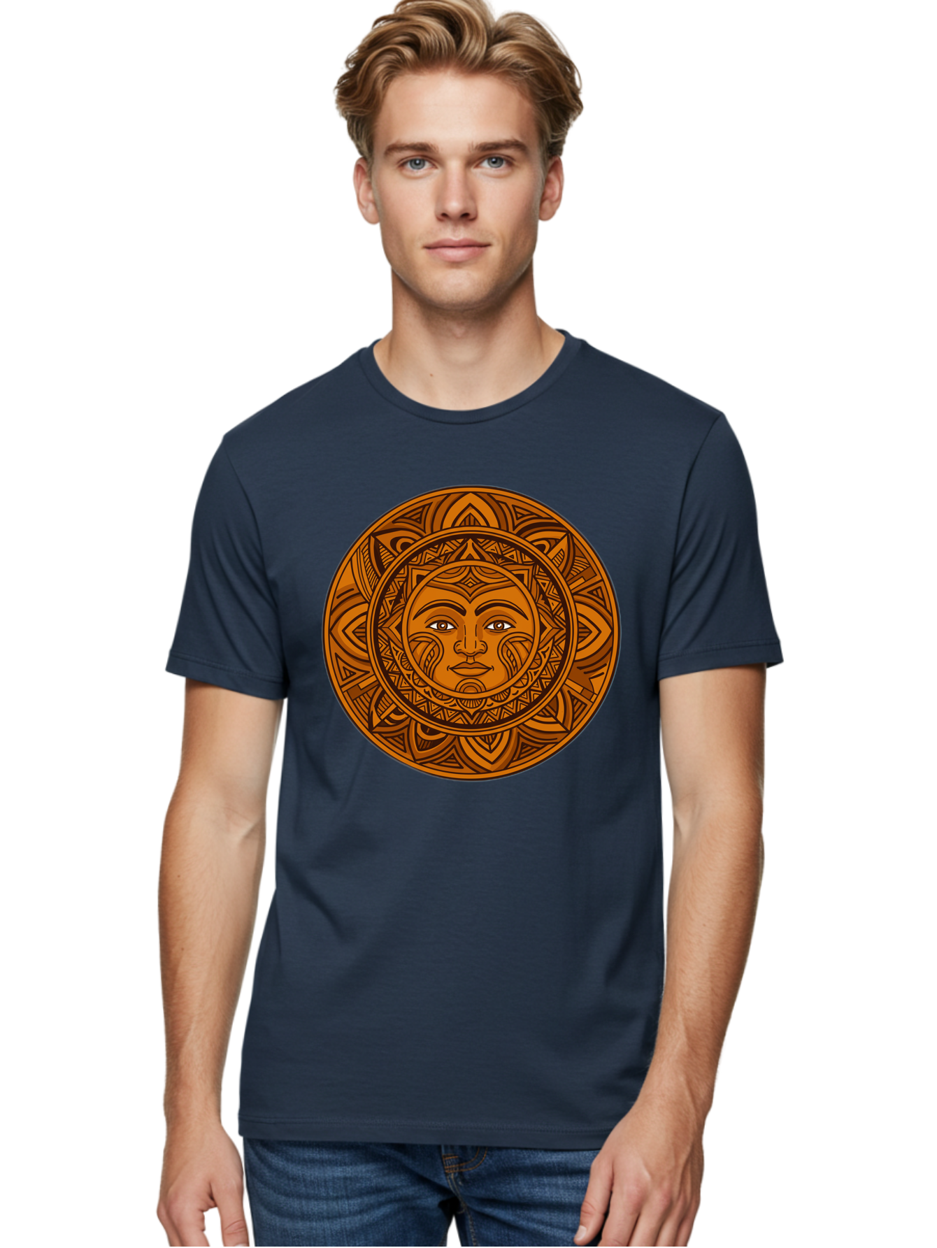 Sun-Face-Mandala Men'S Graphic Tee, 100% Cotton, Comfortable Casual Summer Wear, Machine Washable, Vintage Camera, Old Camera, Antique Camera, Black Camera, Classic Photography, Photography Equipment, Nostalgic Device, Film Camera, Camera Art Bao933