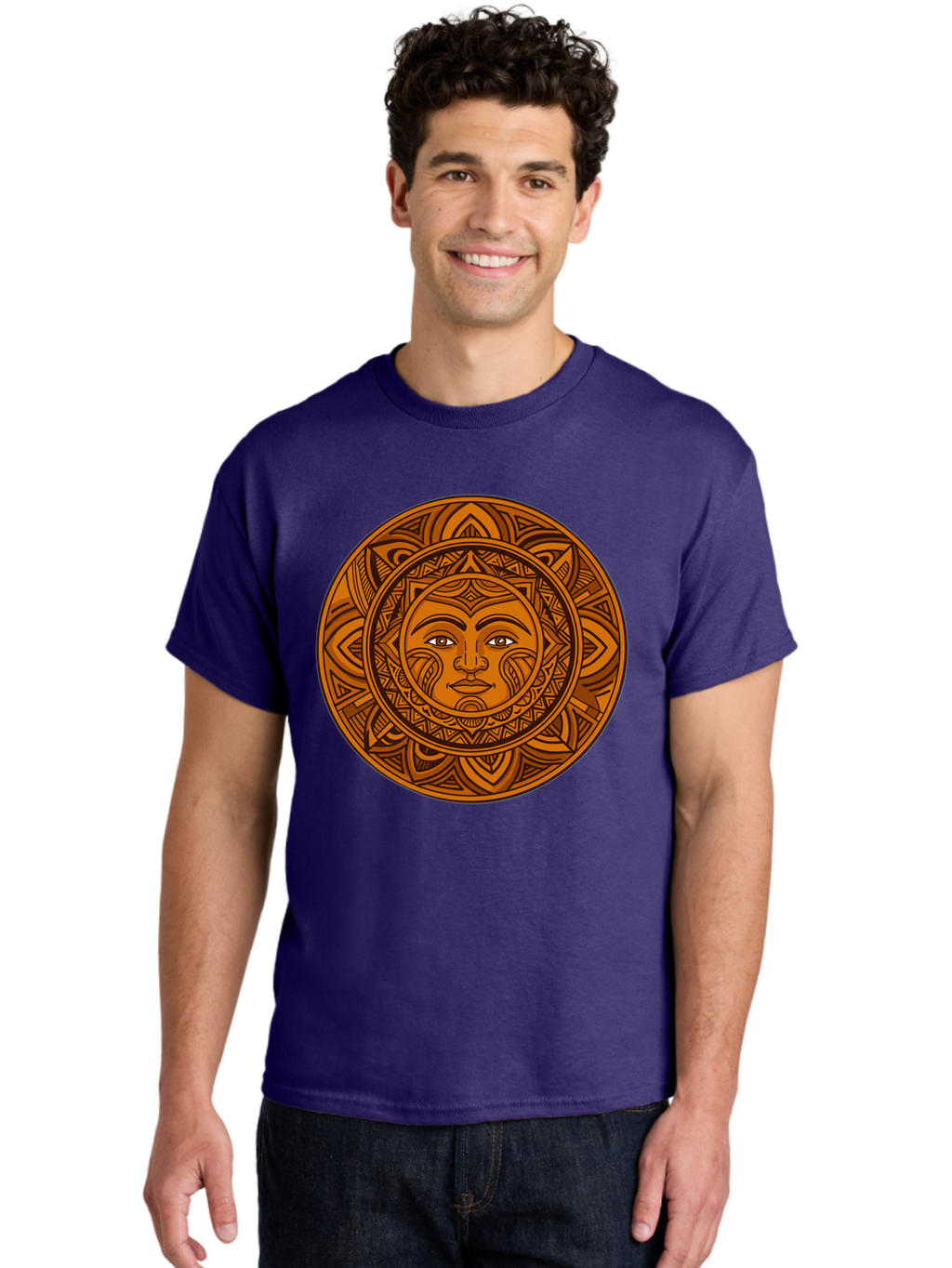 Sun-Face-Mandala Men'S Graphic Tee, 100% Cotton, Comfortable Casual Summer Wear, Machine Washable, Vintage Camera, Old Camera, Antique Camera, Black Camera, Classic Photography, Photography Equipment, Nostalgic Device, Film Camera, Camera Art Bao933