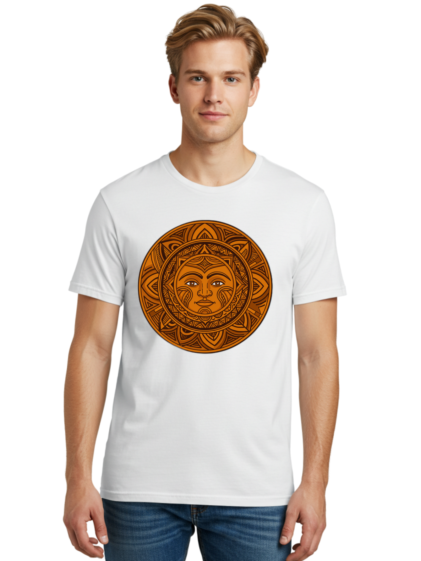Sun-Face-Mandala Men'S Graphic Tee, 100% Cotton, Comfortable Casual Summer Wear, Machine Washable, Vintage Camera, Old Camera, Antique Camera, Black Camera, Classic Photography, Photography Equipment, Nostalgic Device, Film Camera, Camera Art Bao933