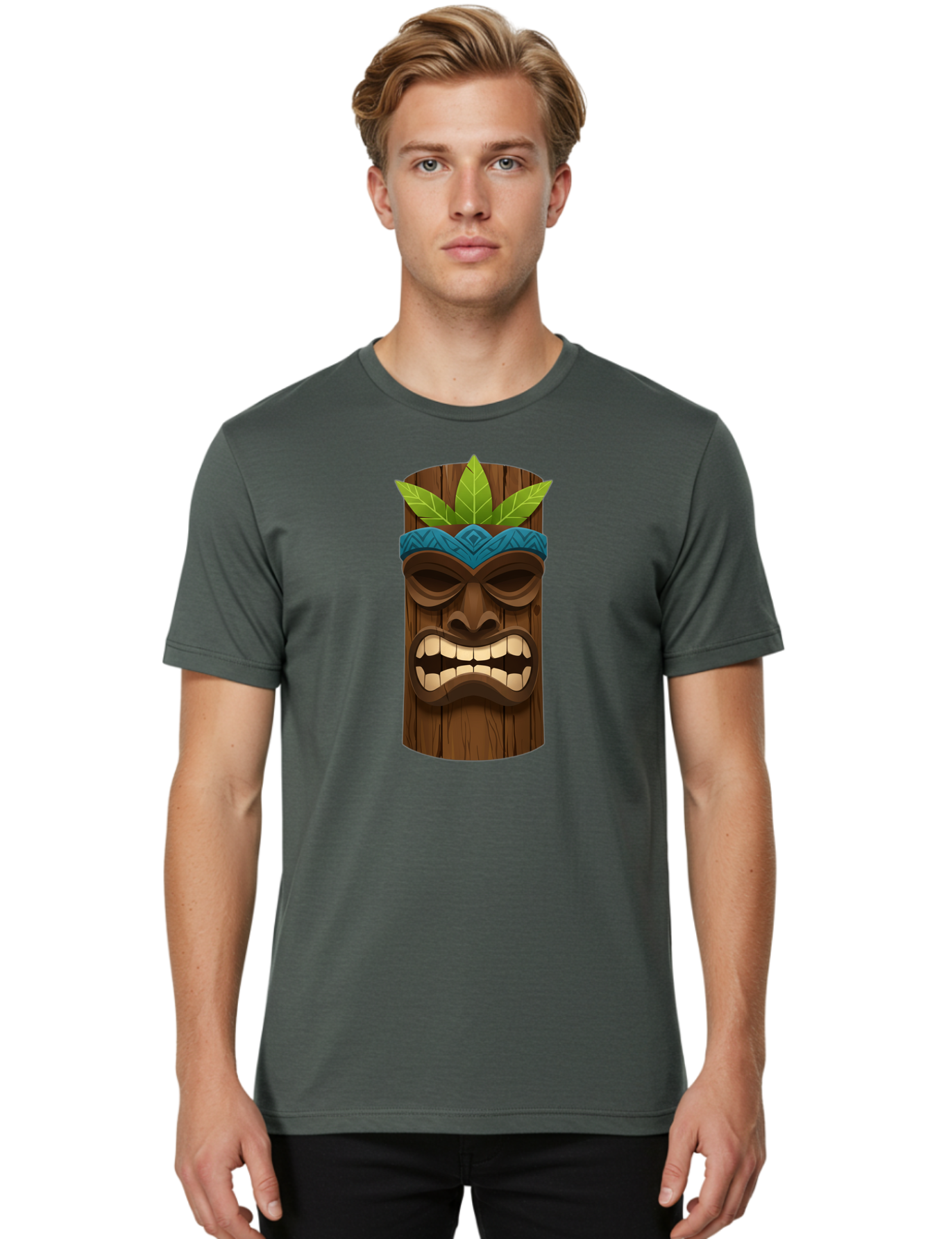 Tiki-Mask-With-Weed-Leaf Men'S Graphic Tee, 100% Cotton, Comfortable Casual Summer Wear, Machine Washable, Vintage Camera, Old Camera, Antique Camera, Black Camera, Classic Photography, Photography Equipment, Nostalgic Device, Film Camera, Bao955