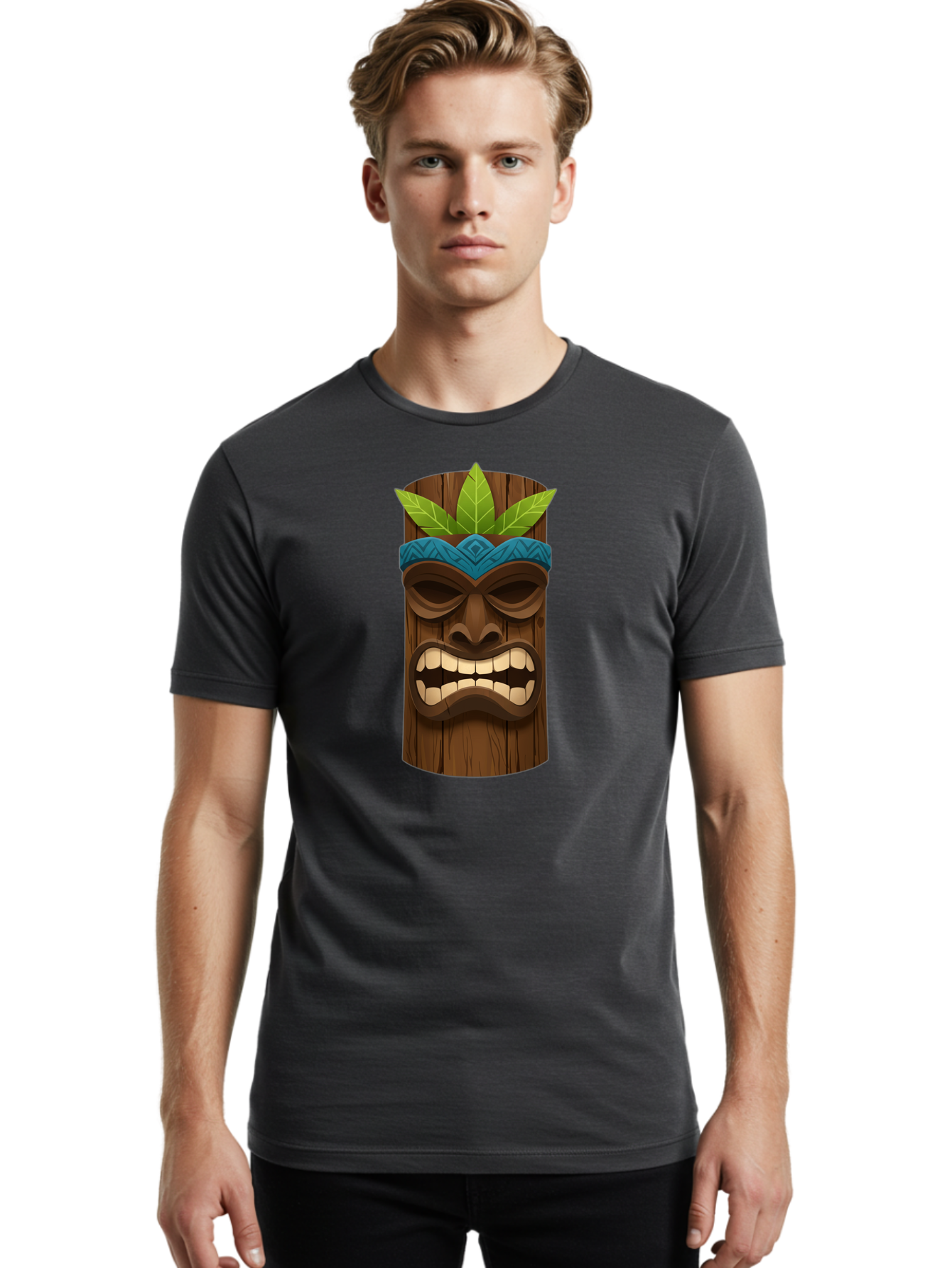Tiki-Mask-With-Weed-Leaf Men'S Graphic Tee, 100% Cotton, Comfortable Casual Summer Wear, Machine Washable, Vintage Camera, Old Camera, Antique Camera, Black Camera, Classic Photography, Photography Equipment, Nostalgic Device, Film Camera, Bao955