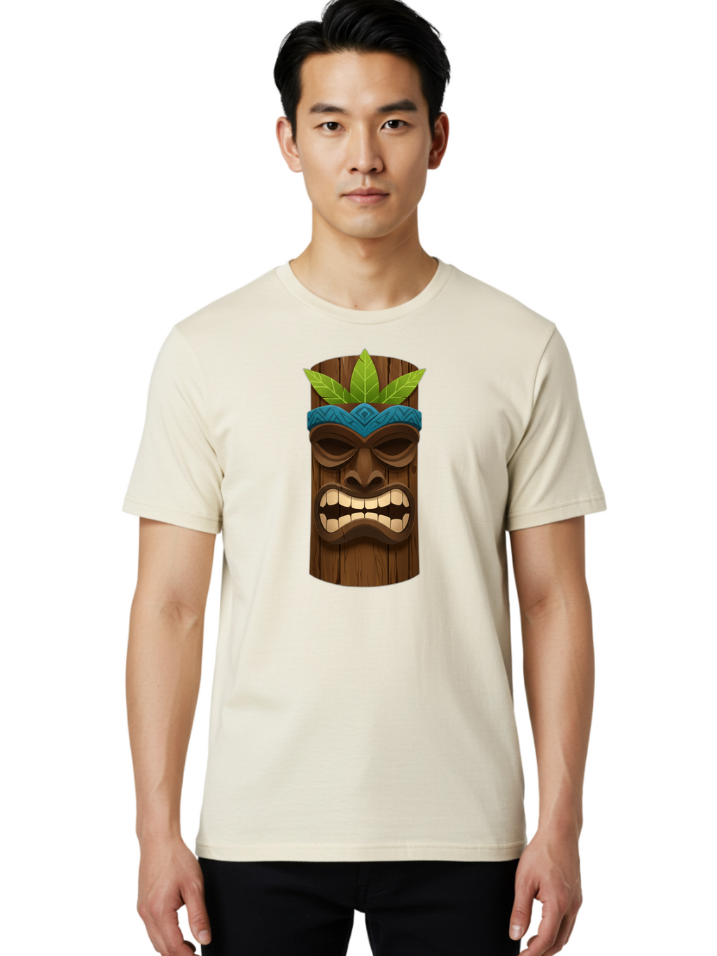 Tiki-Mask-With-Weed-Leaf Men'S Graphic Tee, 100% Cotton, Comfortable Casual Summer Wear, Machine Washable, Vintage Camera, Old Camera, Antique Camera, Black Camera, Classic Photography, Photography Equipment, Nostalgic Device, Film Camera, Bao955