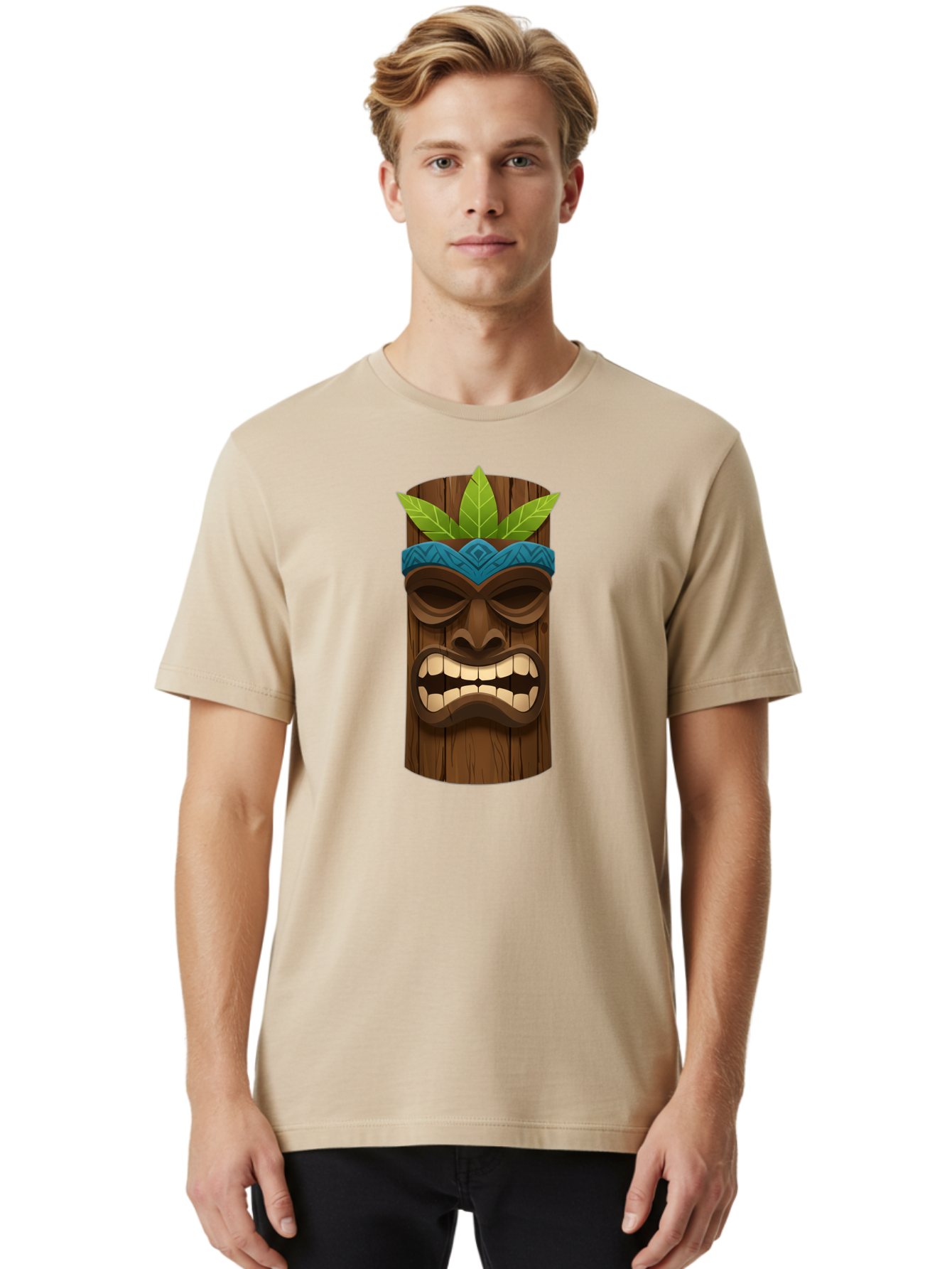 Tiki-Mask-With-Weed-Leaf Men'S Graphic Tee, 100% Cotton, Comfortable Casual Summer Wear, Machine Washable, Vintage Camera, Old Camera, Antique Camera, Black Camera, Classic Photography, Photography Equipment, Nostalgic Device, Film Camera, Bao955