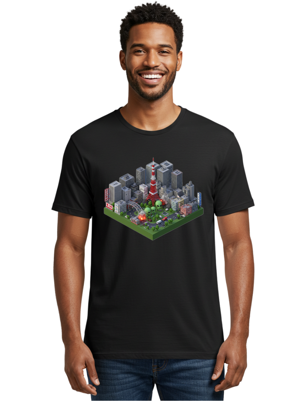 Tokyo-Cityscape Men'S Graphic Tee, 100% Cotton, Comfortable Casual Summer Wear, Machine Washable, Vintage Camera, Old Camera, Antique Camera, Black Camera, Classic Photography, Photography Equipment, Nostalgic Device, Film Camera, Camera Art Bao958
