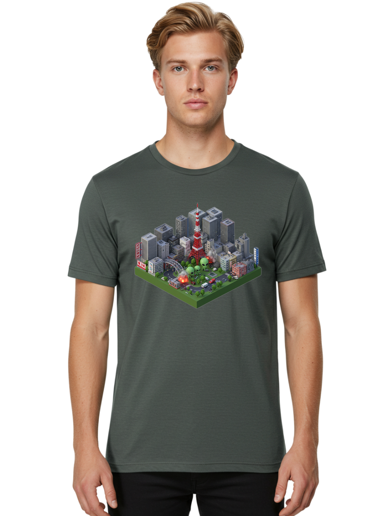 Tokyo-Cityscape Men'S Graphic Tee, 100% Cotton, Comfortable Casual Summer Wear, Machine Washable, Vintage Camera, Old Camera, Antique Camera, Black Camera, Classic Photography, Photography Equipment, Nostalgic Device, Film Camera, Camera Art Bao958