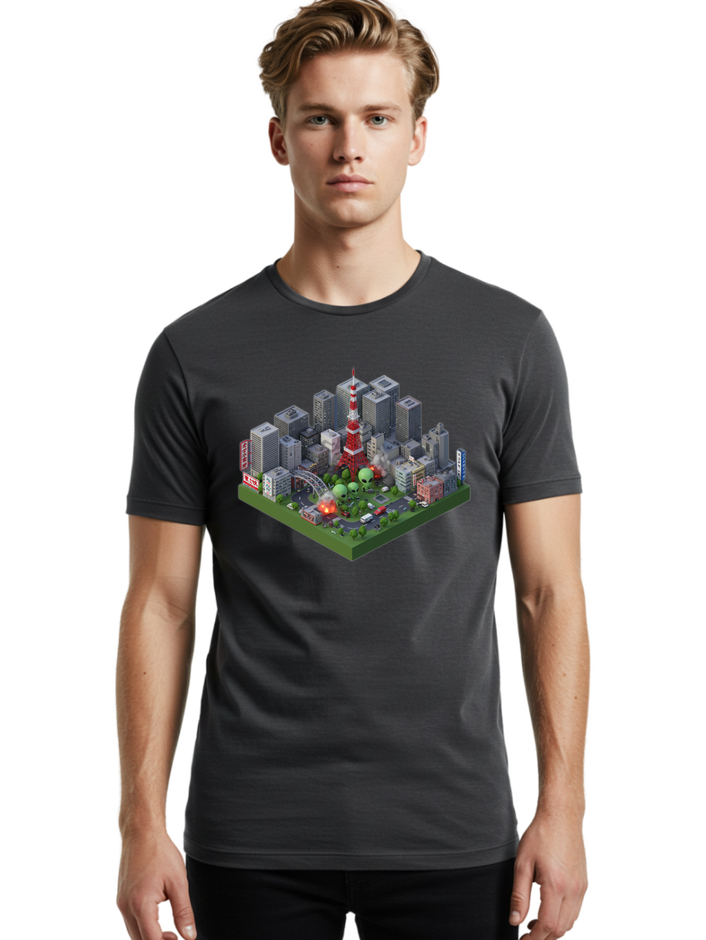 Tokyo-Cityscape Men'S Graphic Tee, 100% Cotton, Comfortable Casual Summer Wear, Machine Washable, Vintage Camera, Old Camera, Antique Camera, Black Camera, Classic Photography, Photography Equipment, Nostalgic Device, Film Camera, Camera Art Bao958