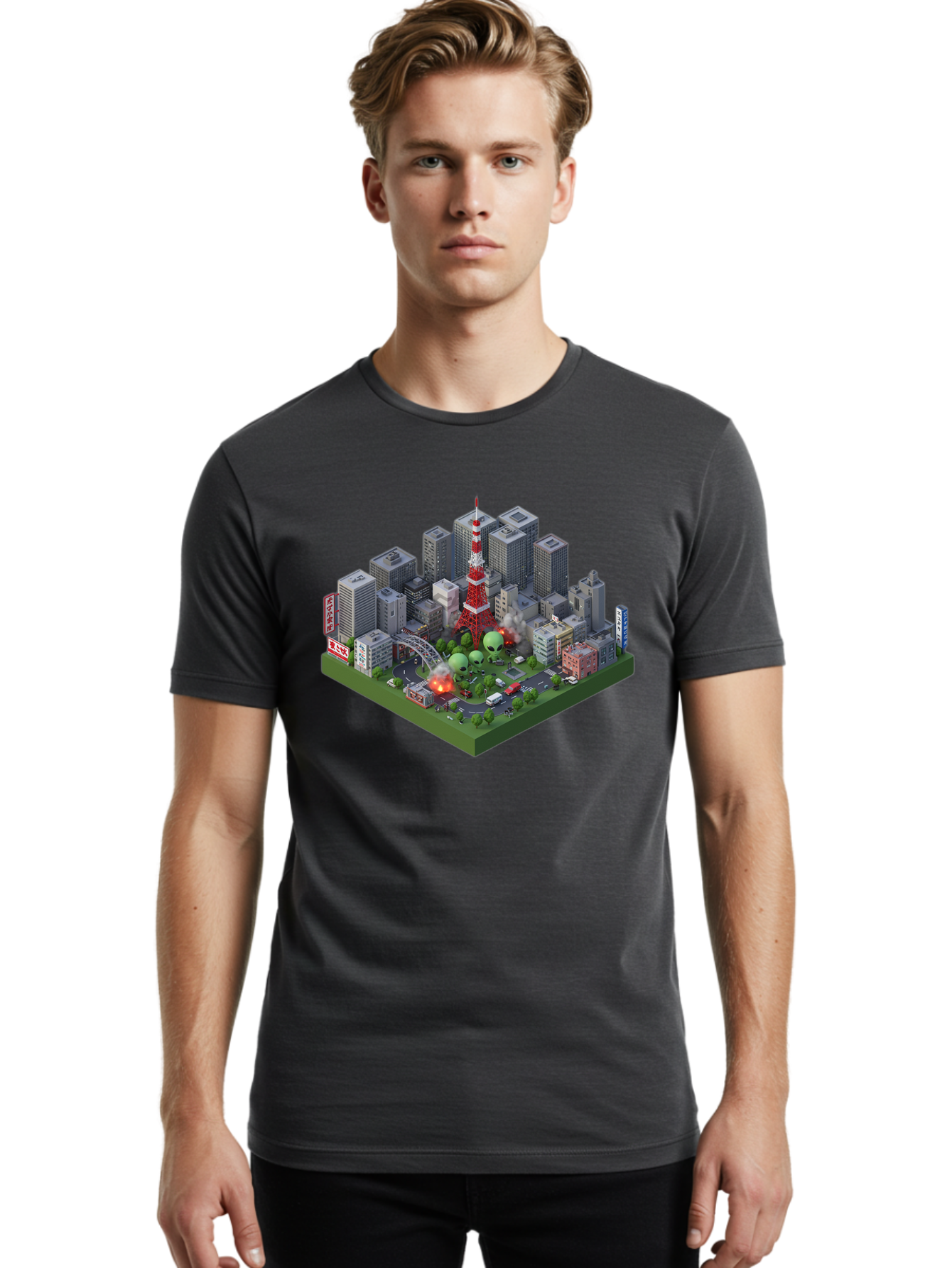 Tokyo-Cityscape Men'S Graphic Tee, 100% Cotton, Comfortable Casual Summer Wear, Machine Washable, Vintage Camera, Old Camera, Antique Camera, Black Camera, Classic Photography, Photography Equipment, Nostalgic Device, Film Camera, Camera Art Bao958
